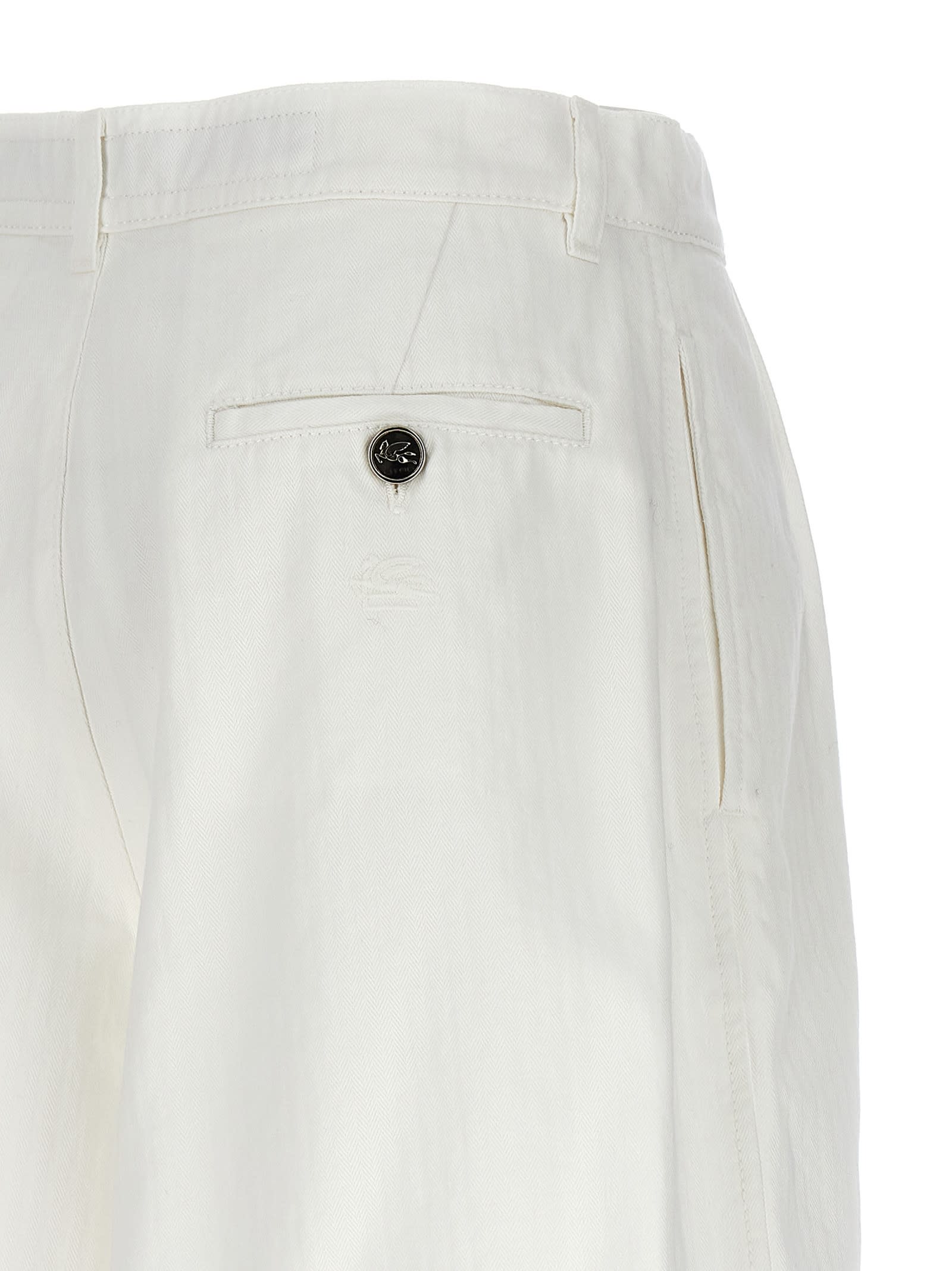 Shop Etro Chevron Bermuda Shorts In Bianco