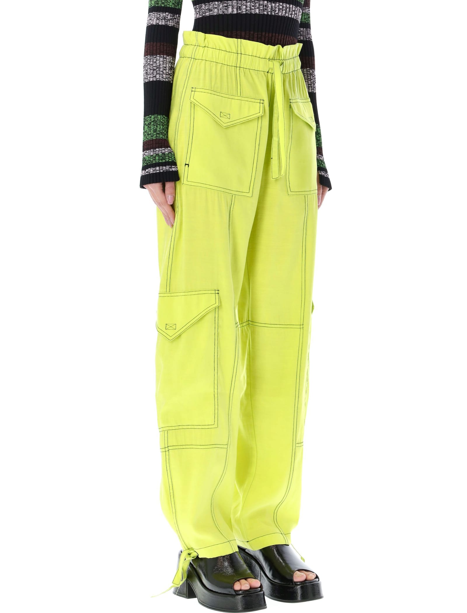 GANNI LIGHT SLUB POCKETS PANTS