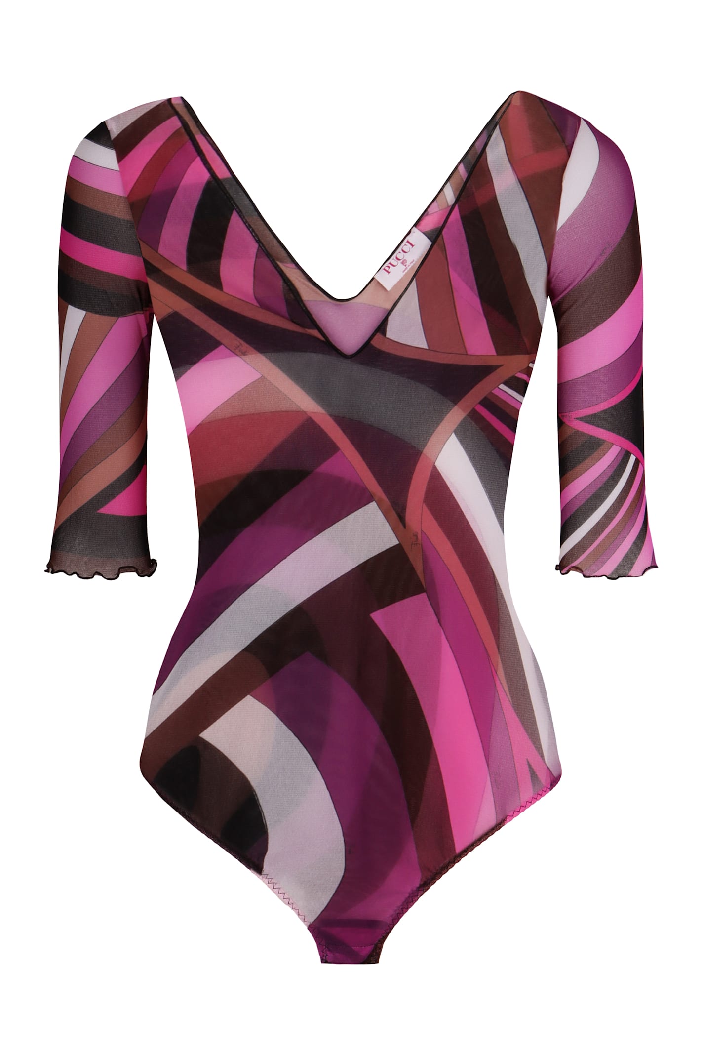 Shop Pucci Printed Bodysuit In Fuchsia