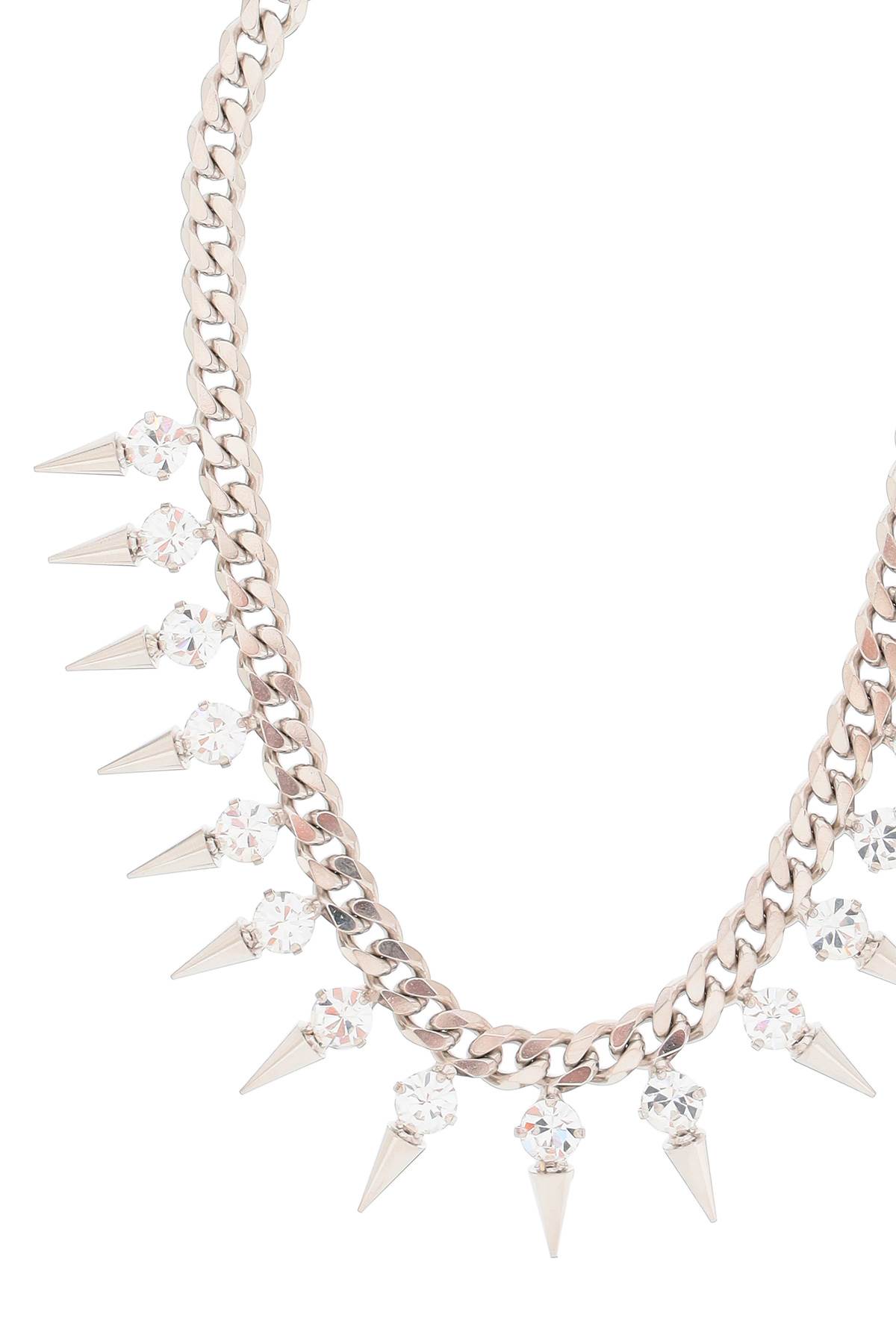 Shop Alessandra Rich Choker With Crystals And Spikes In Crystal Silver (silver)