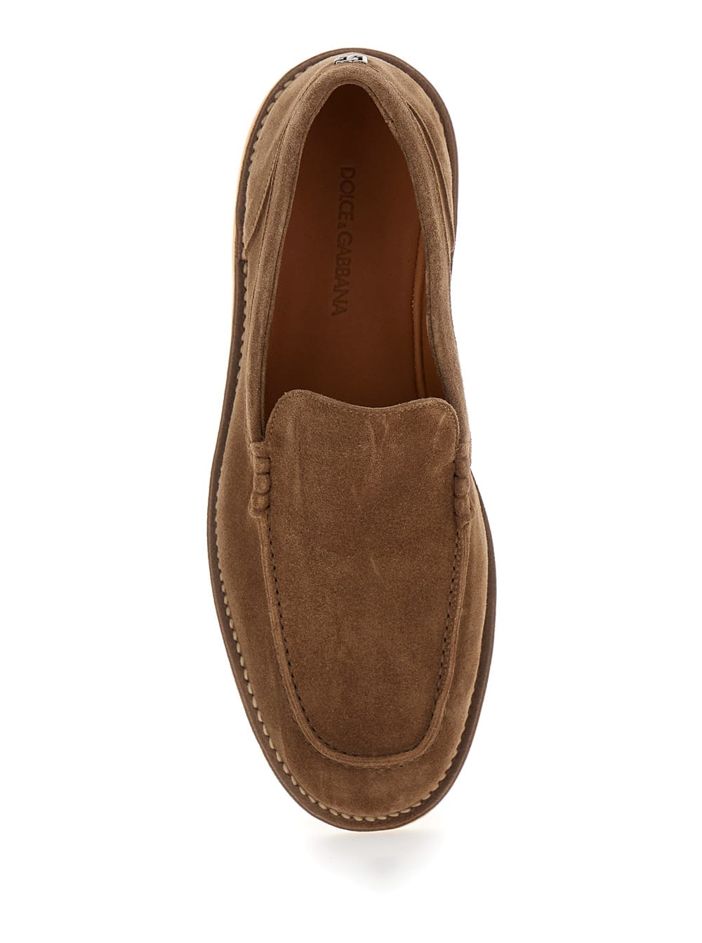 Shop Dolce & Gabbana New Florio Ideal Brown Loafers With Dg Detail In Suede Man In Marrone