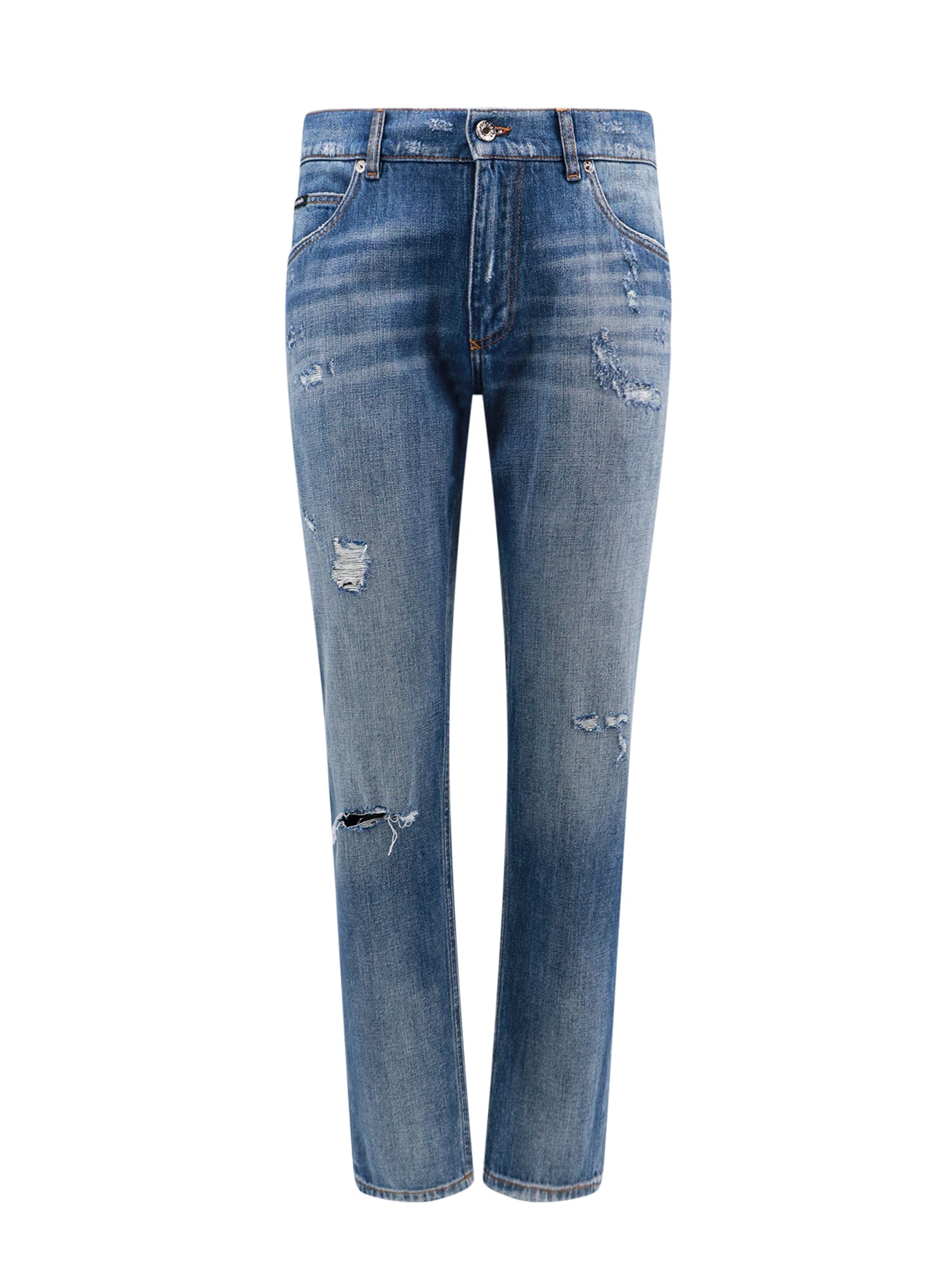 Shop Dolce & Gabbana Distressed Buttoned Jeans In Variante Abbinata
