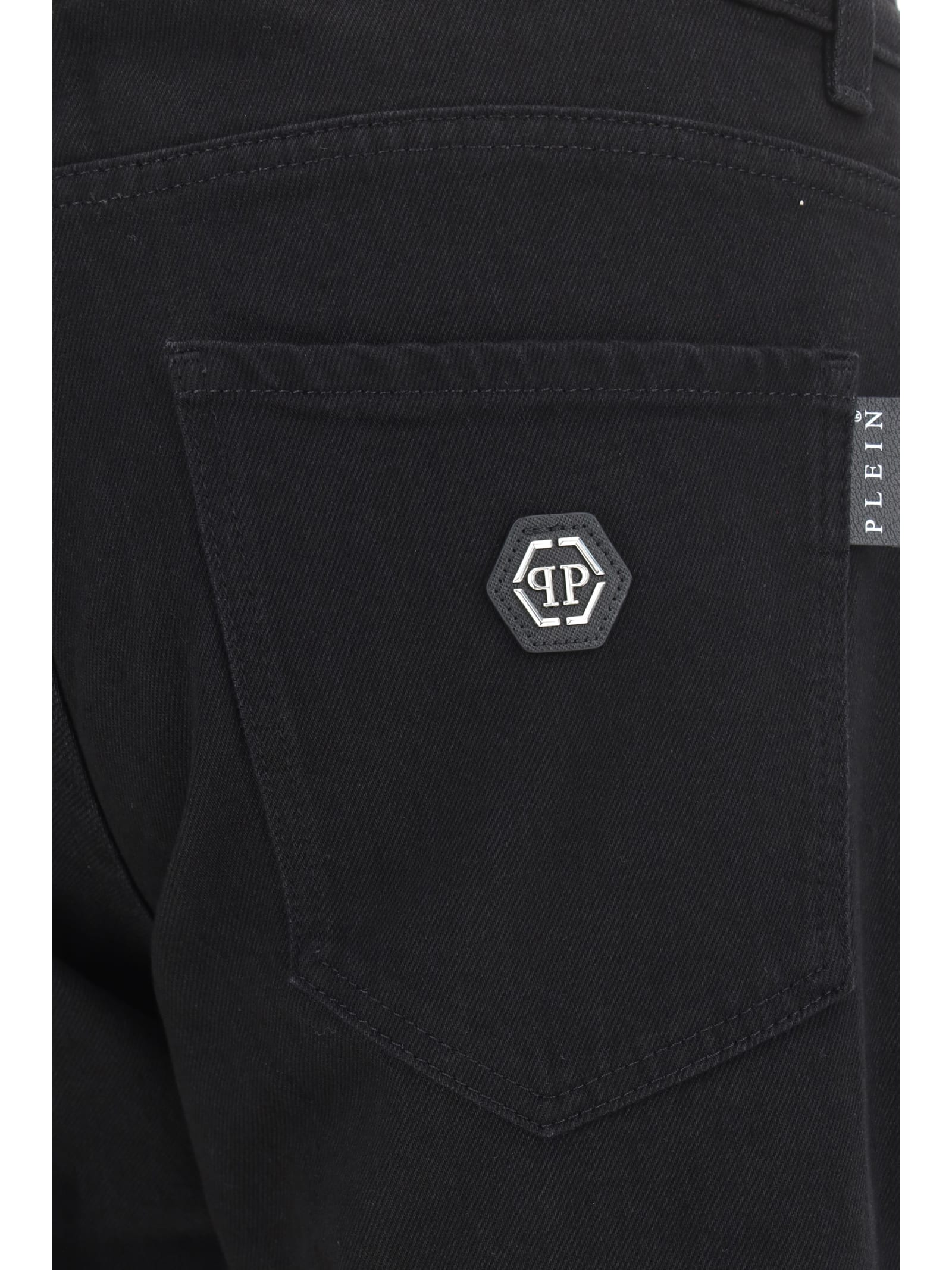 Shop Philipp Plein Denim Pants In Nero