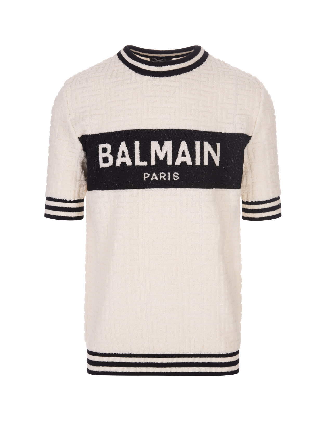 BALMAIN BALMAIN T-SHIRT IN WHITE COTTON TERRY