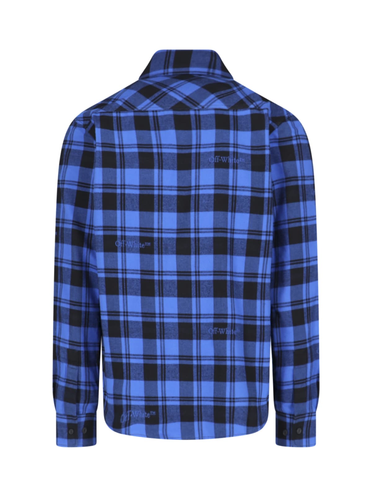 Off-white Checkered Lined Flannel Overshirt In Blue