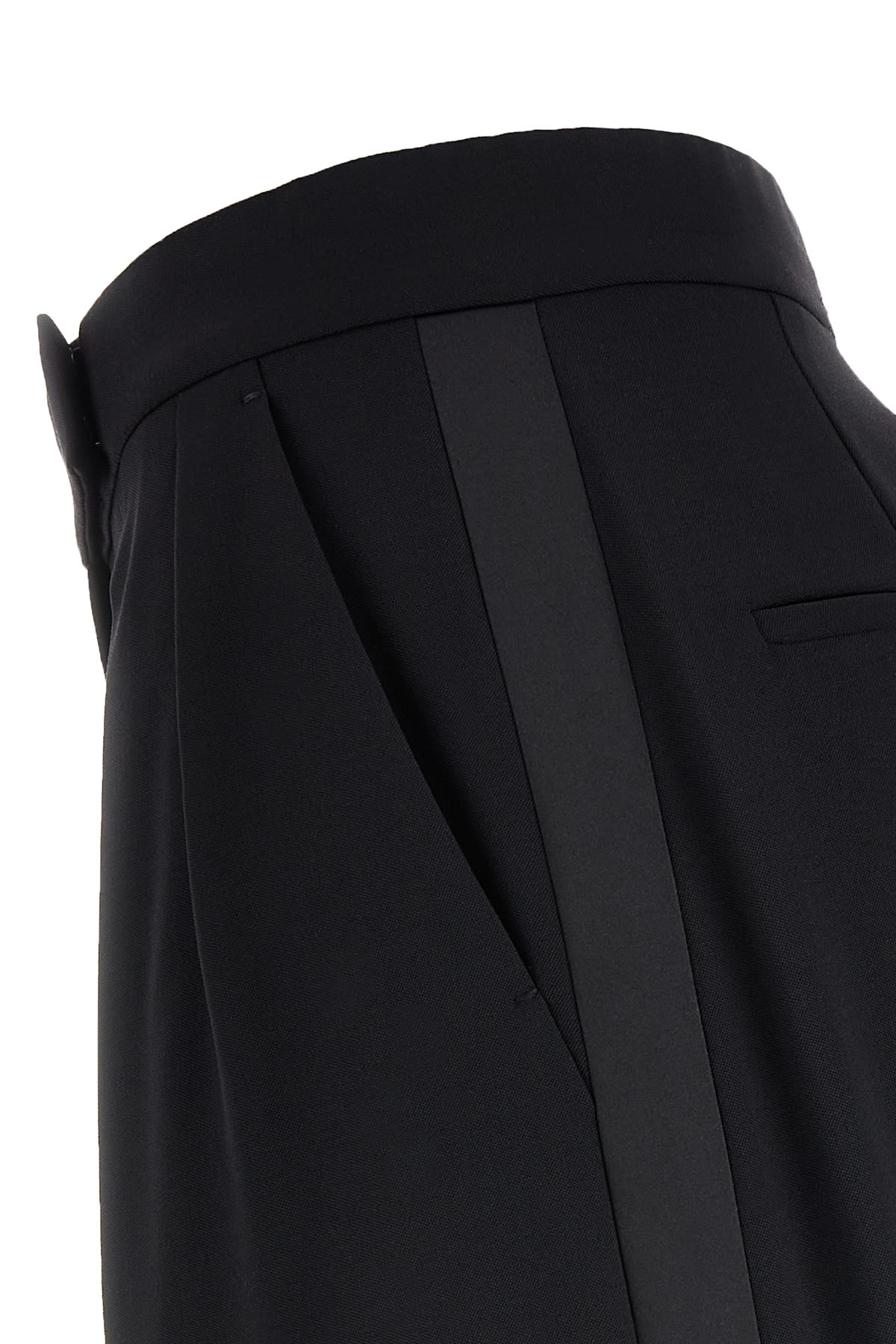 Shop Max Mara Black Stretch Wool Pant In 001