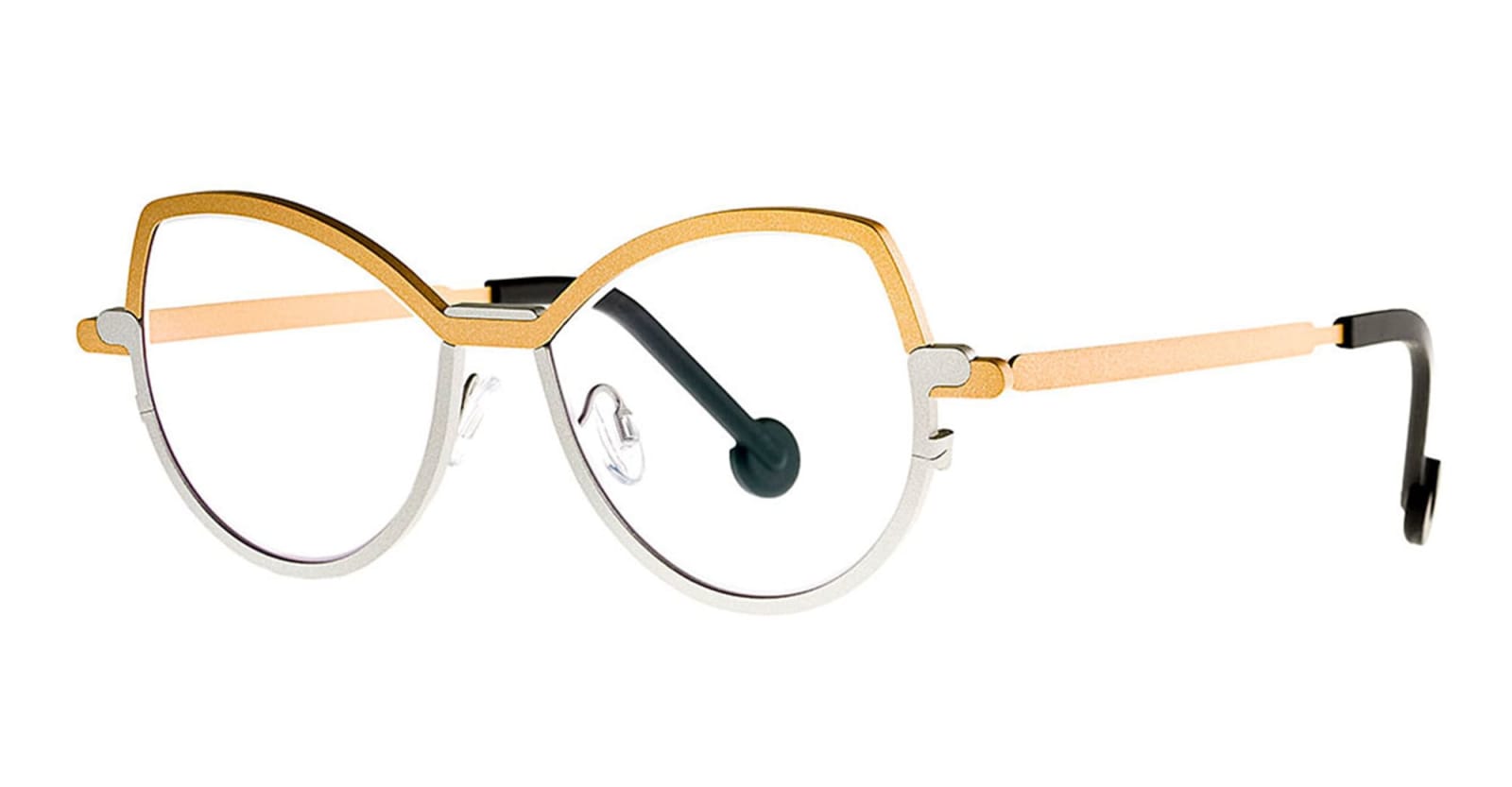 Shop Theo Eyewear Strip - 319 Rx Glasses In Gold/silver