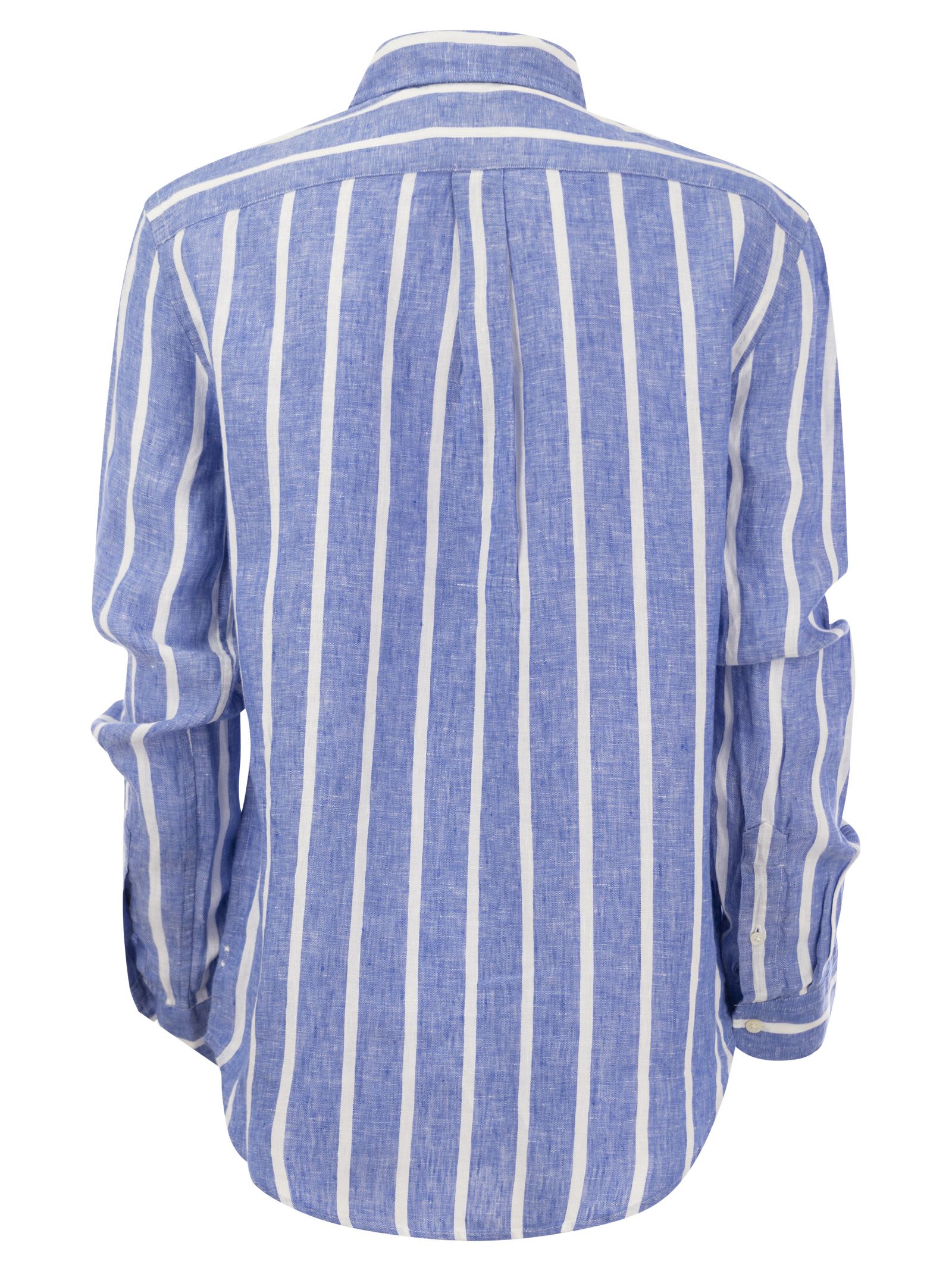 Shop Polo Ralph Lauren Relaxed-fit Linen Striped Shirt In Blue/white