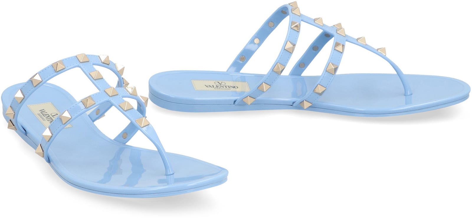 Shop Valentino Garavani - Rubber Thong-sandals In Light Blue
