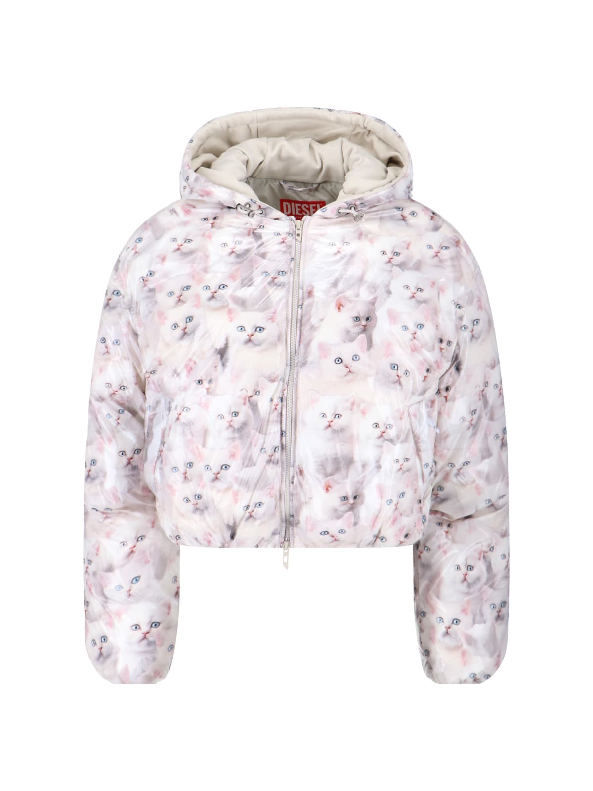Diesel W-inner-r1 Short Down Jacket In White