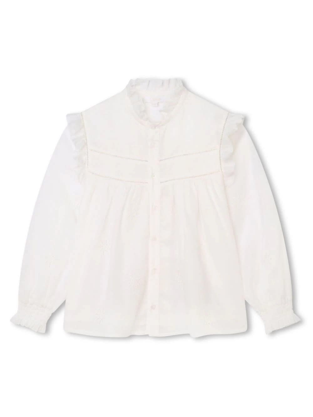 Shop Chloé White Shirt With All-over Star Embroidery