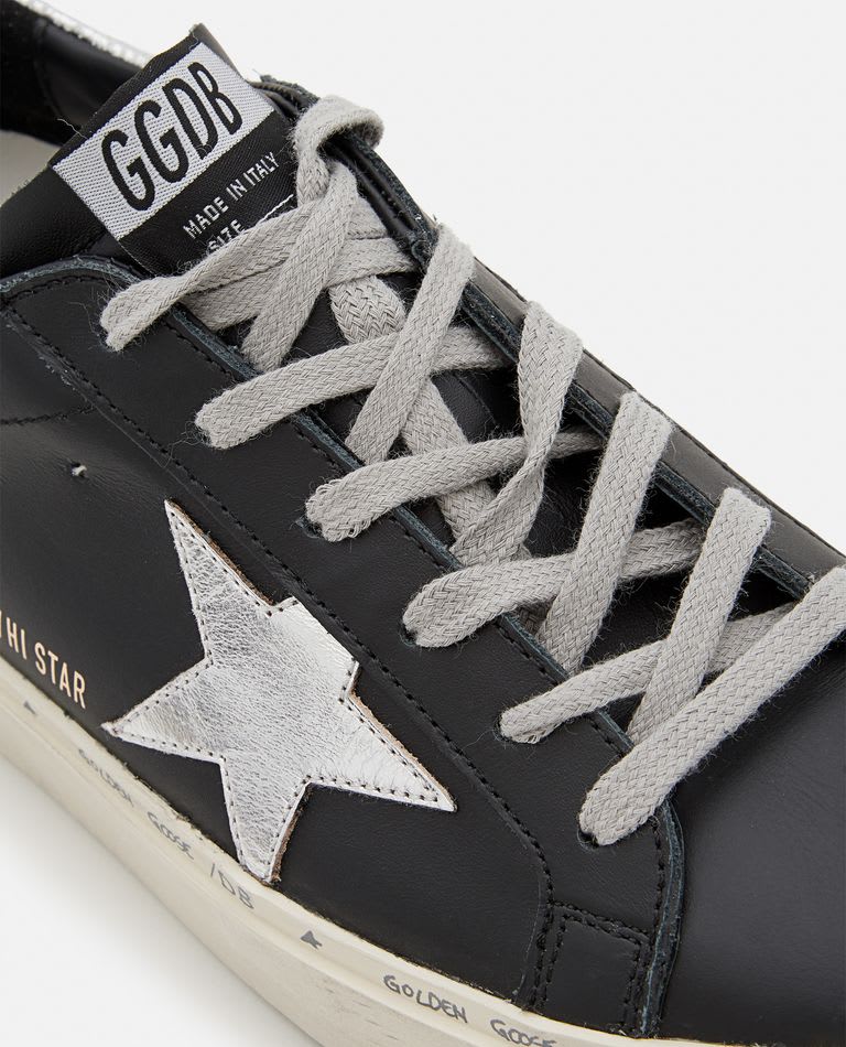 Shop Golden Goose Hi Star Leather Sneakers In Black