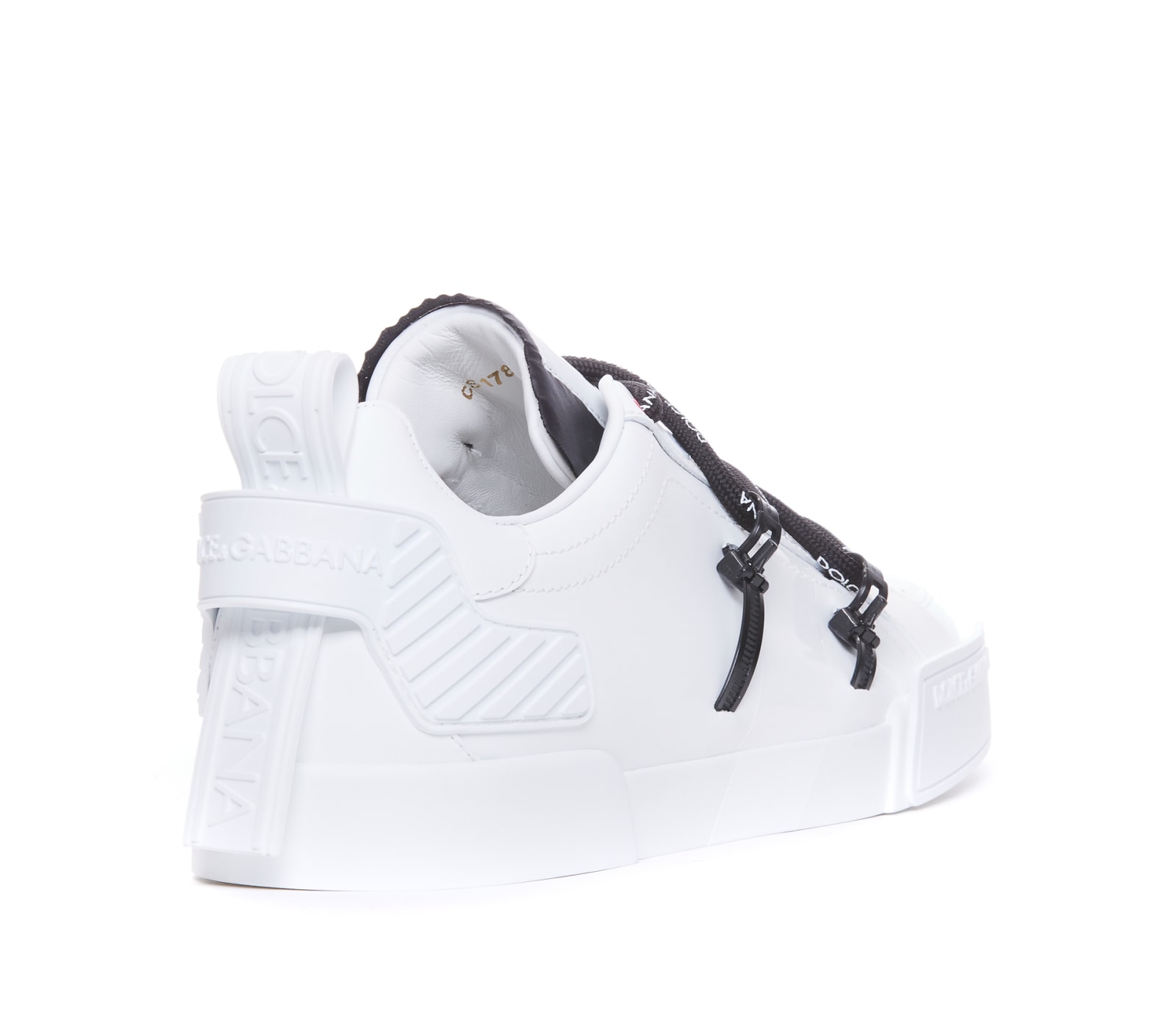 Shop Dolce & Gabbana Portofino Leather And Patent Sneakers In White