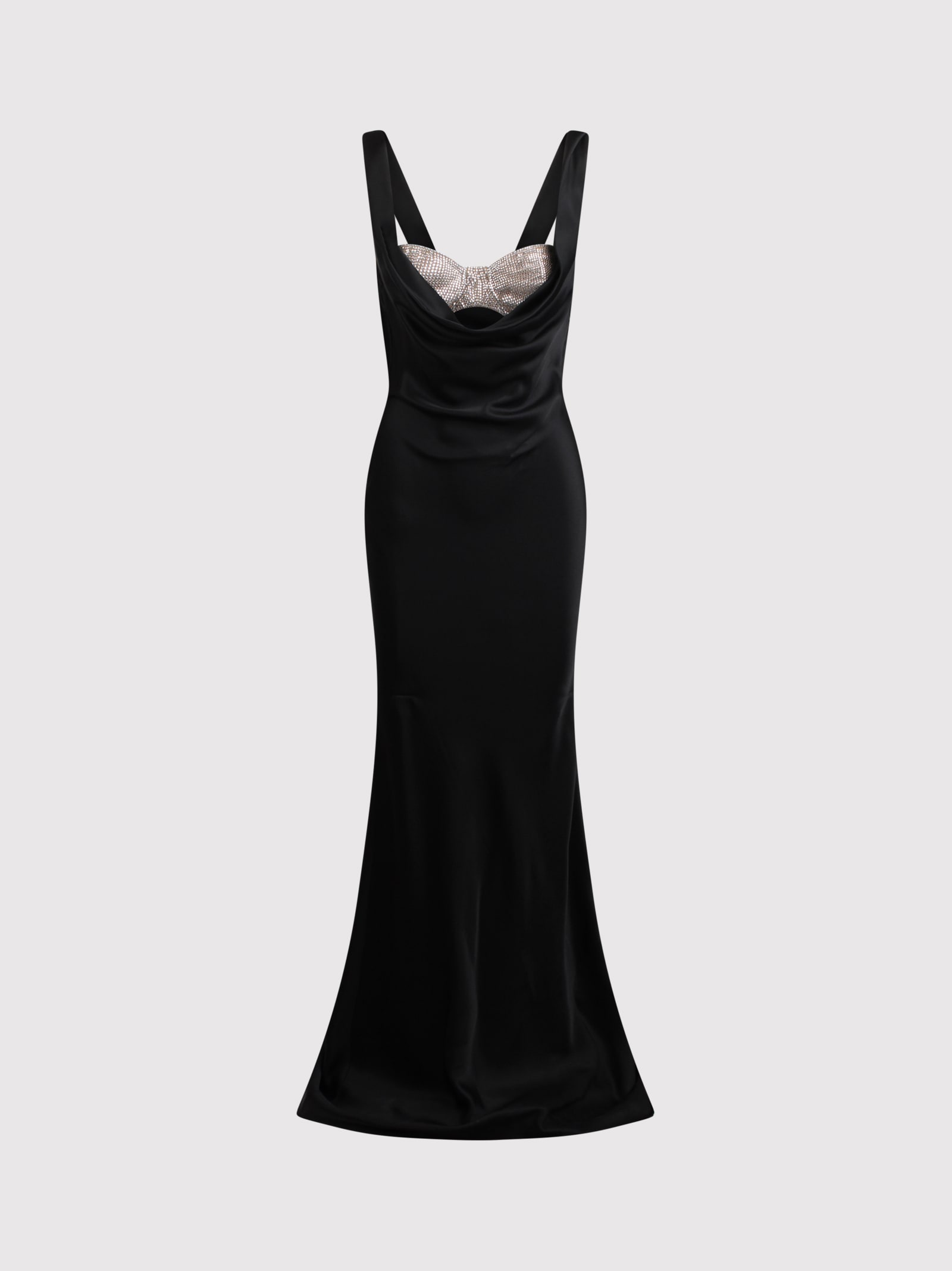 Shop Giuseppe Di Morabito Long Satin Dress In Black