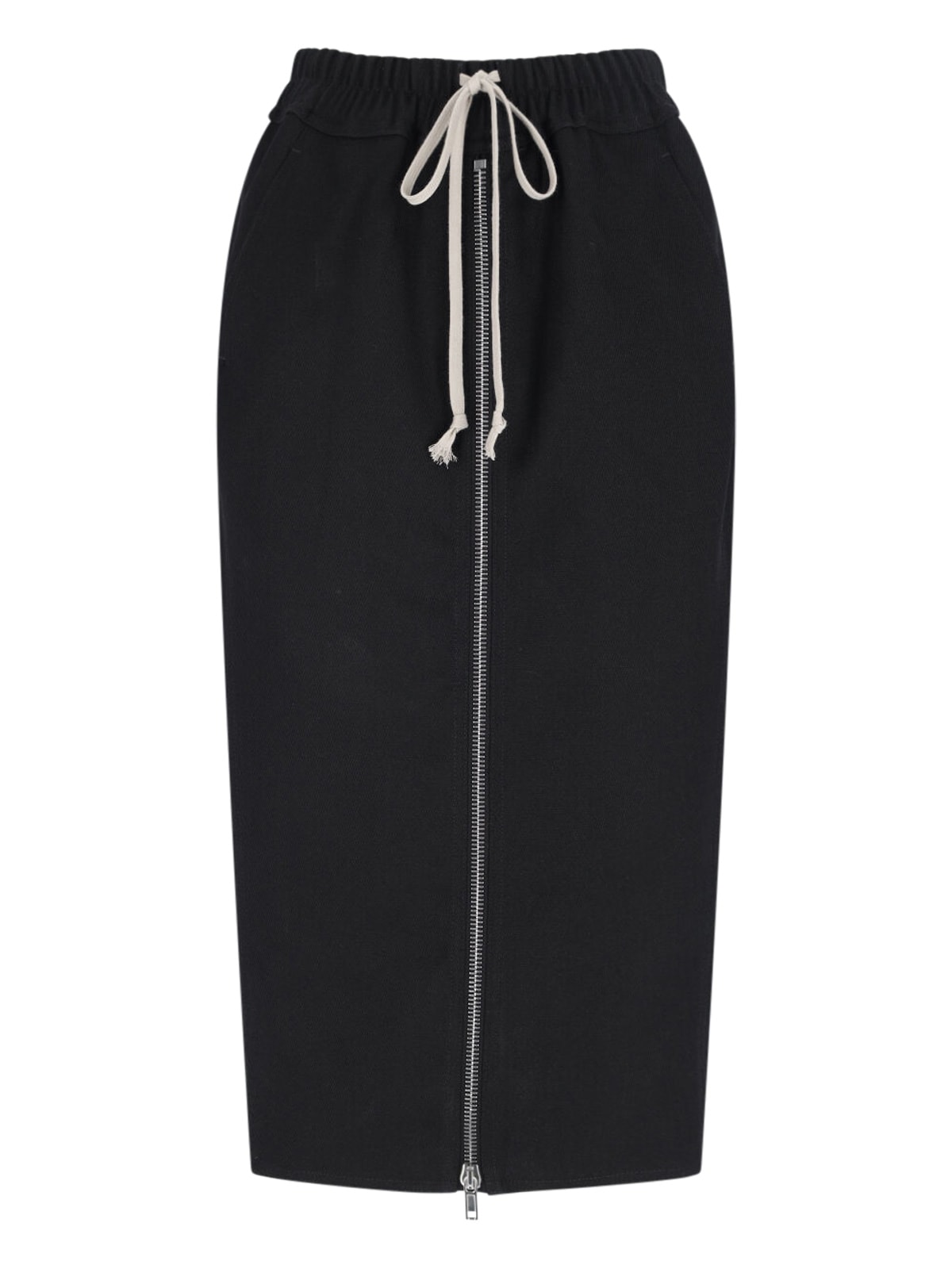 Wool Zip Midi Skirt