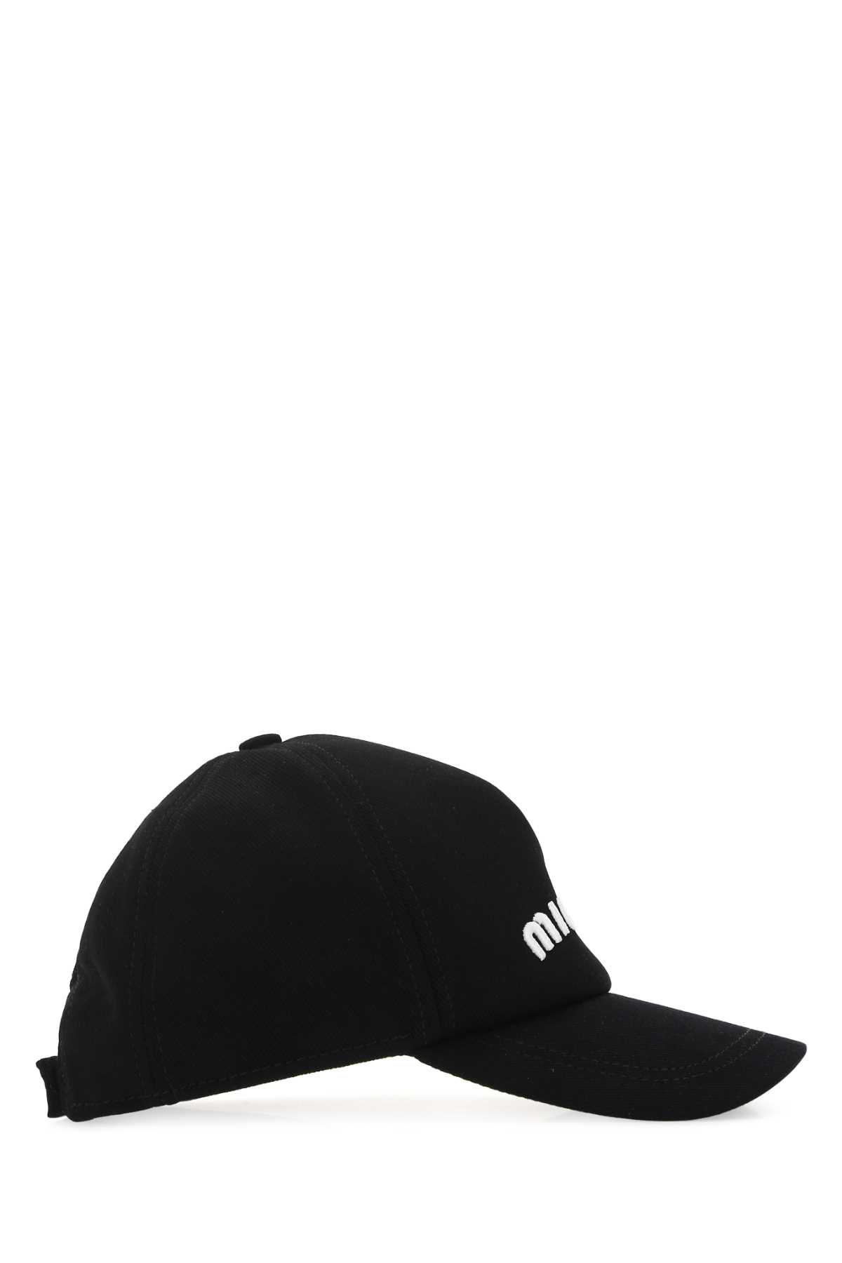 Shop Miu Miu Black Cotton Baseball Cap In F0967