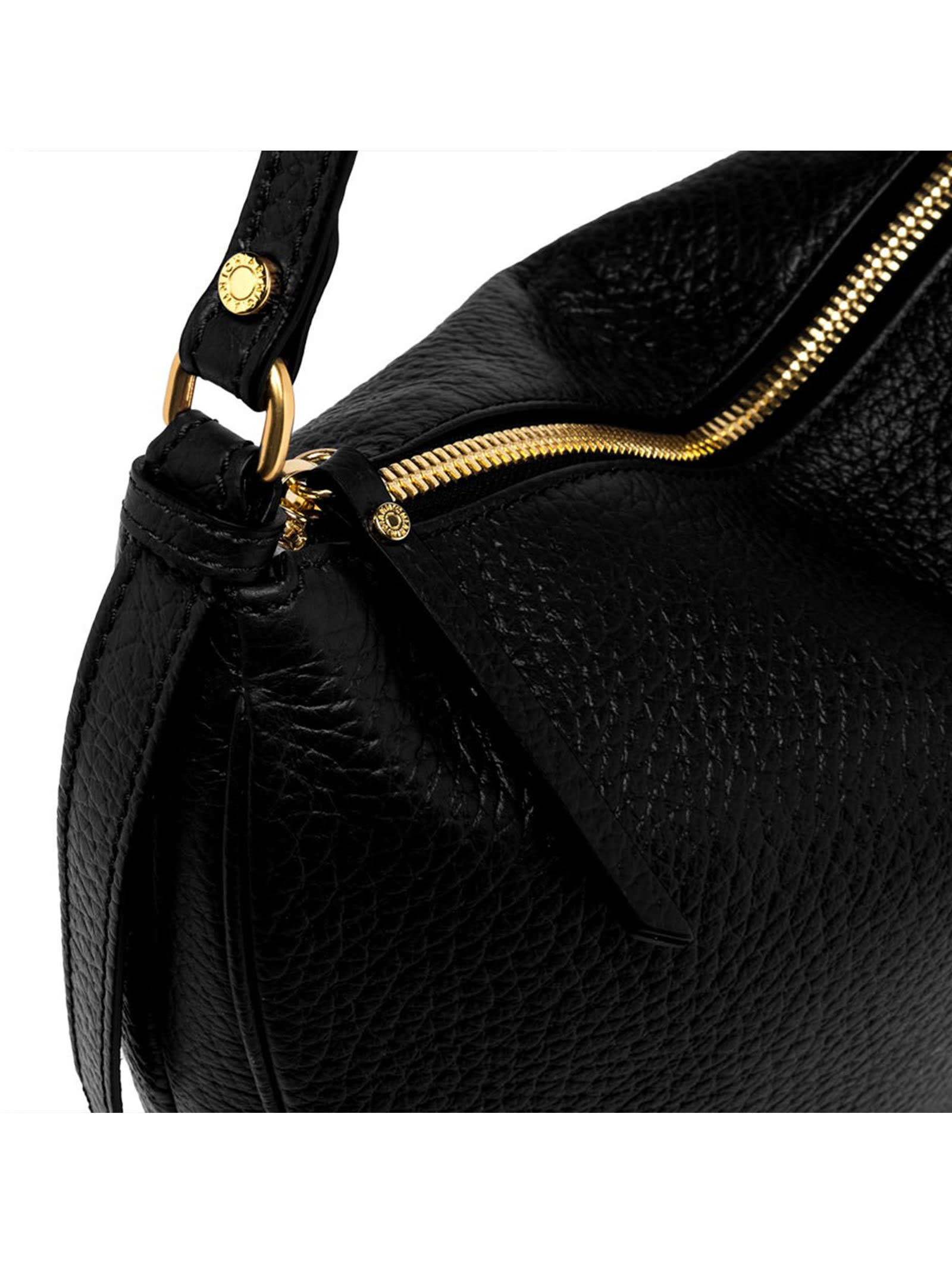 Shop Gianni Chiarini Leather Chiara Shoulder Bag In Nero