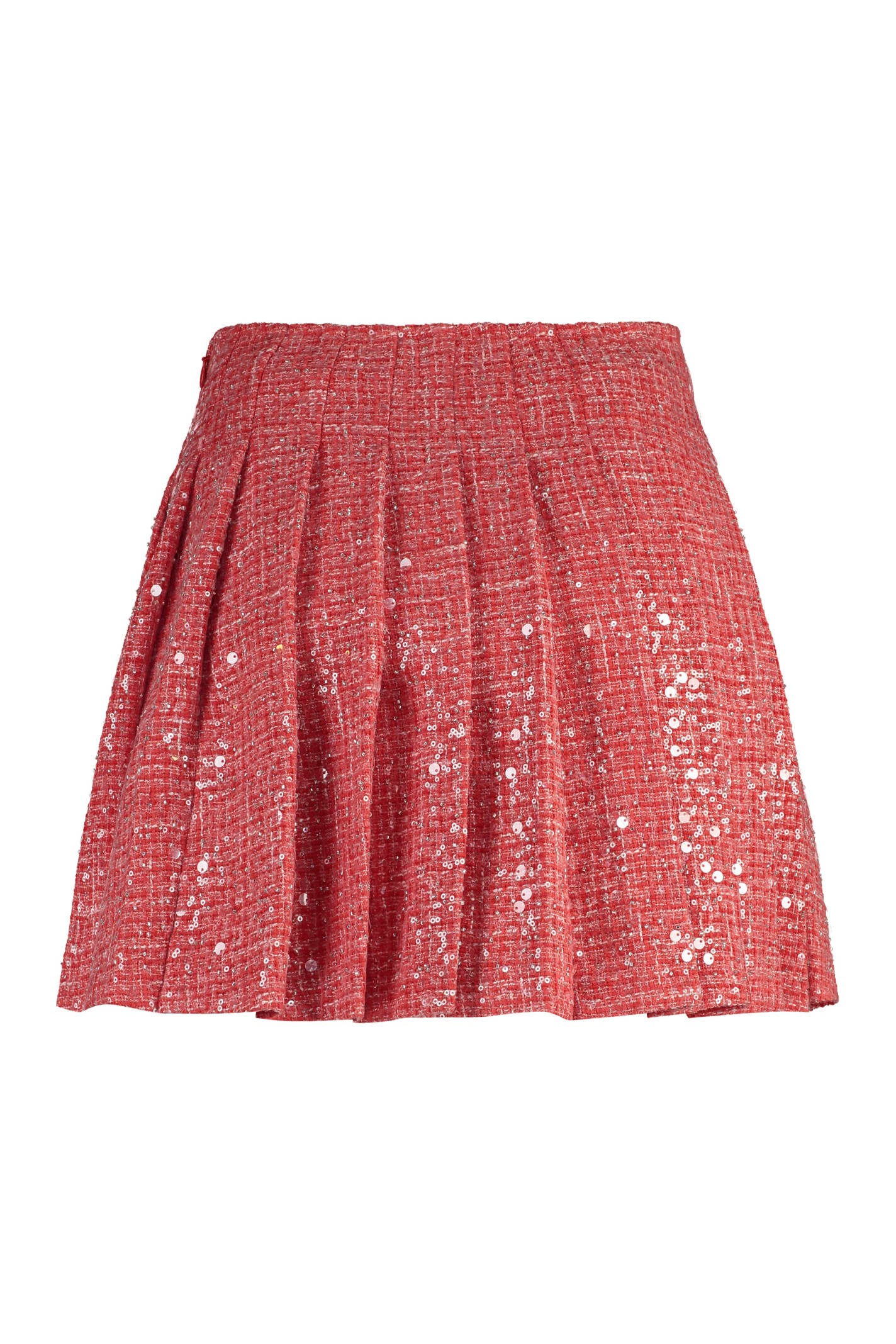 Shop Self-portrait Pleated Skirt In Red
