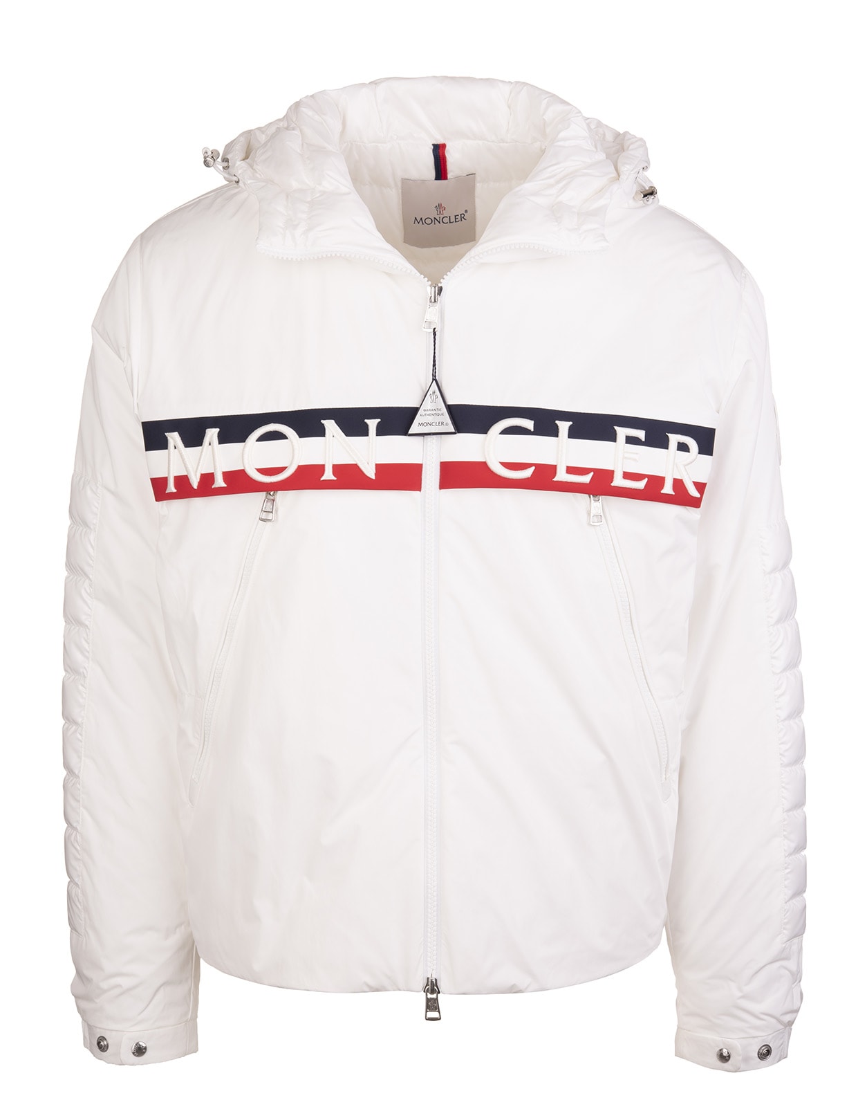 White Olargues Moncler Logo Padded Jacket