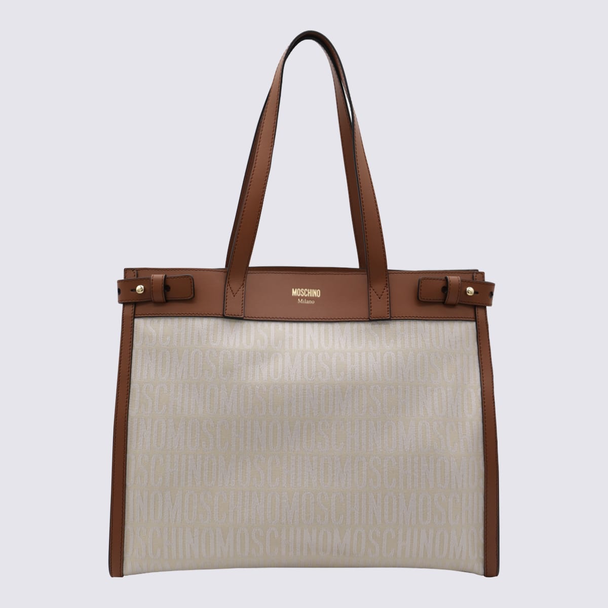 Ivory Canvas And Leather Tote Bag