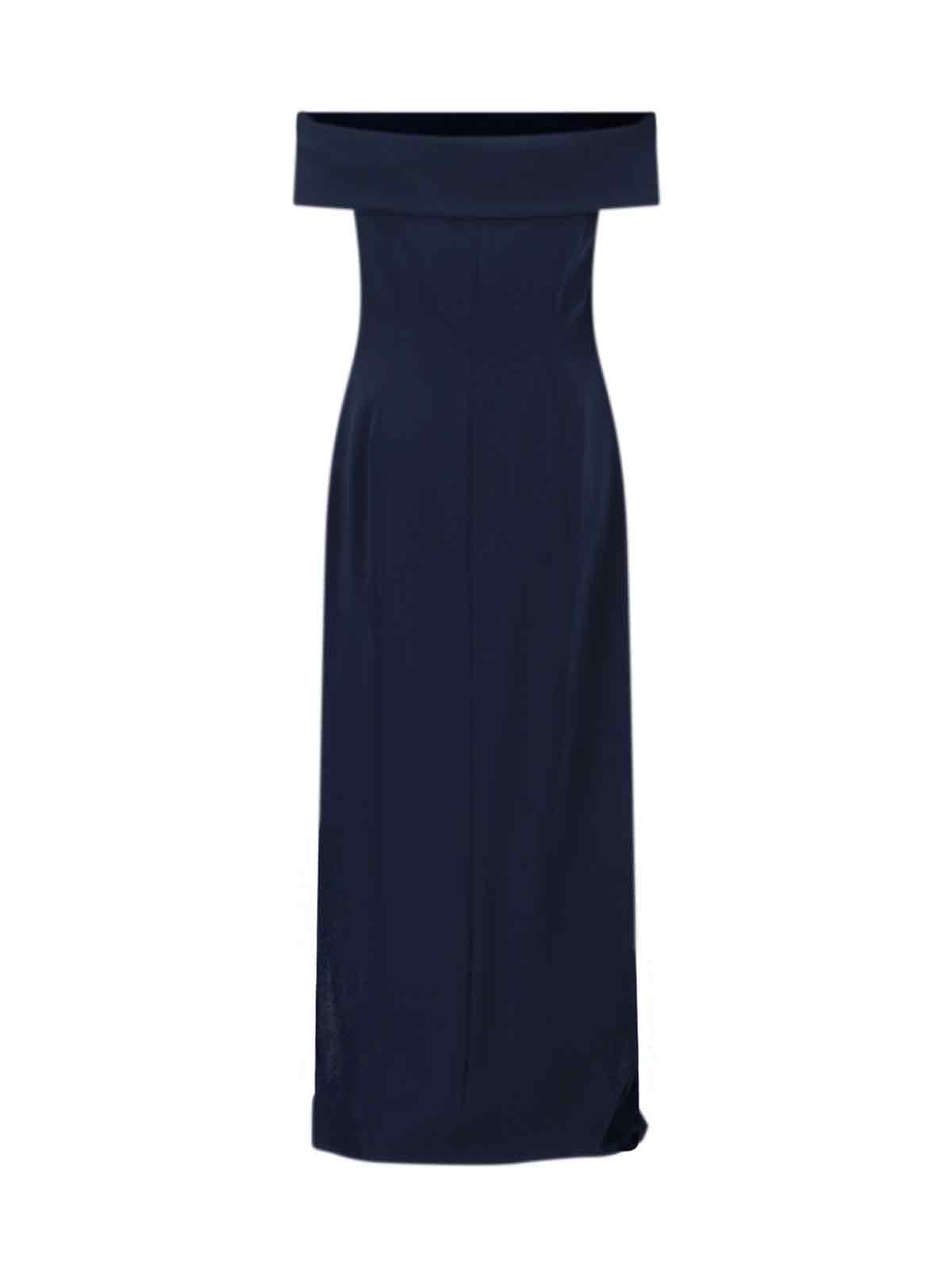 Ralph Lauren Off-shoulder Split Dress In Blue