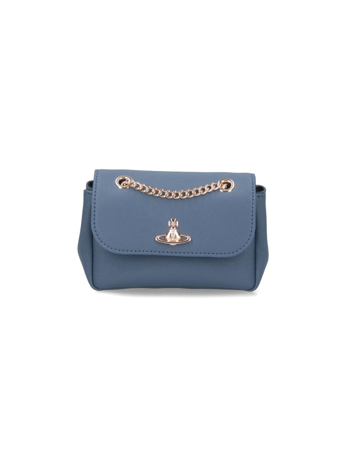 Vivienne Westwood Orb Plaque Foldover Top Shoulder Bag In Blue