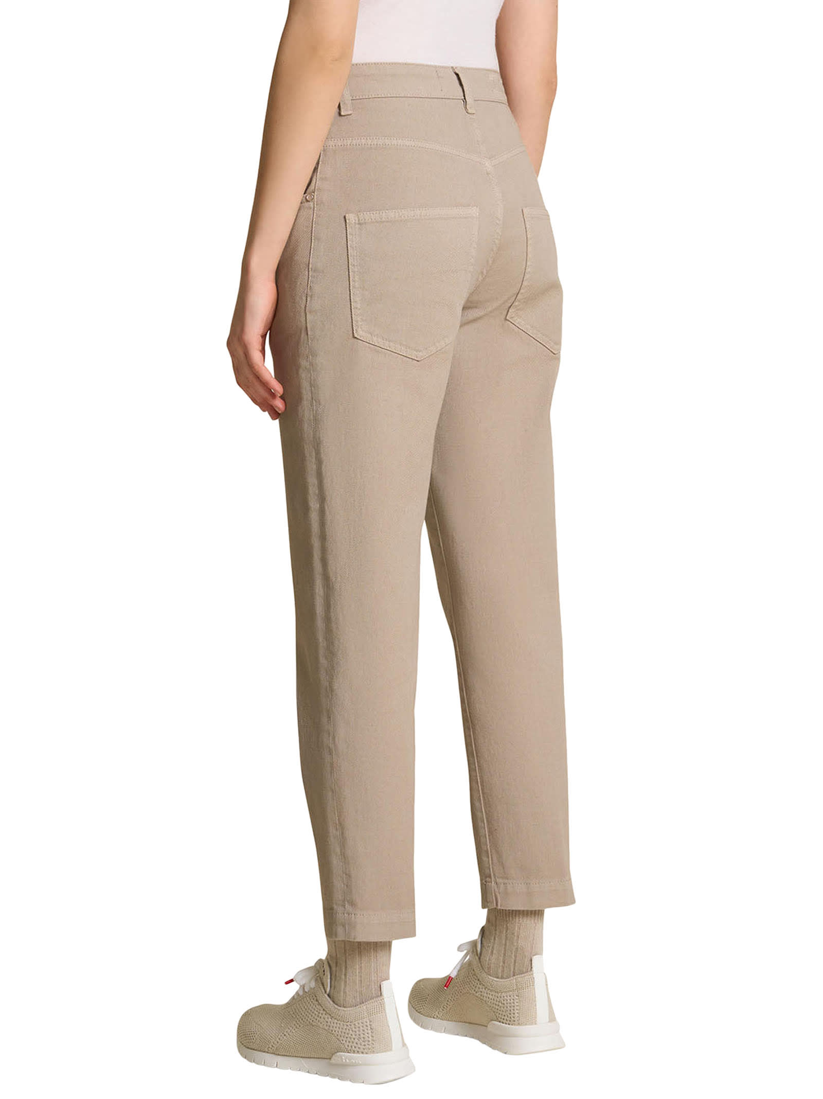 Shop Kiton Trousers Cotton In Beige