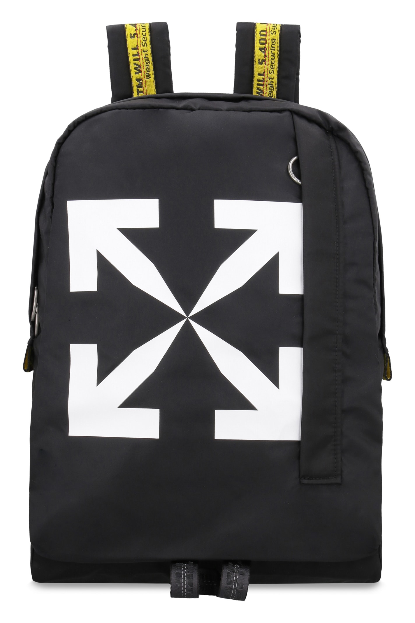 Off-white Logo Detail Nylon Backpack In Nero