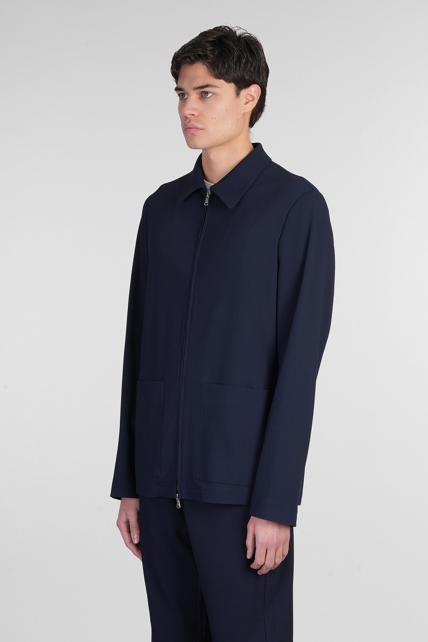 BARENA VENEZIA MARAFON CASUAL JACKET IN BLUE WOOL