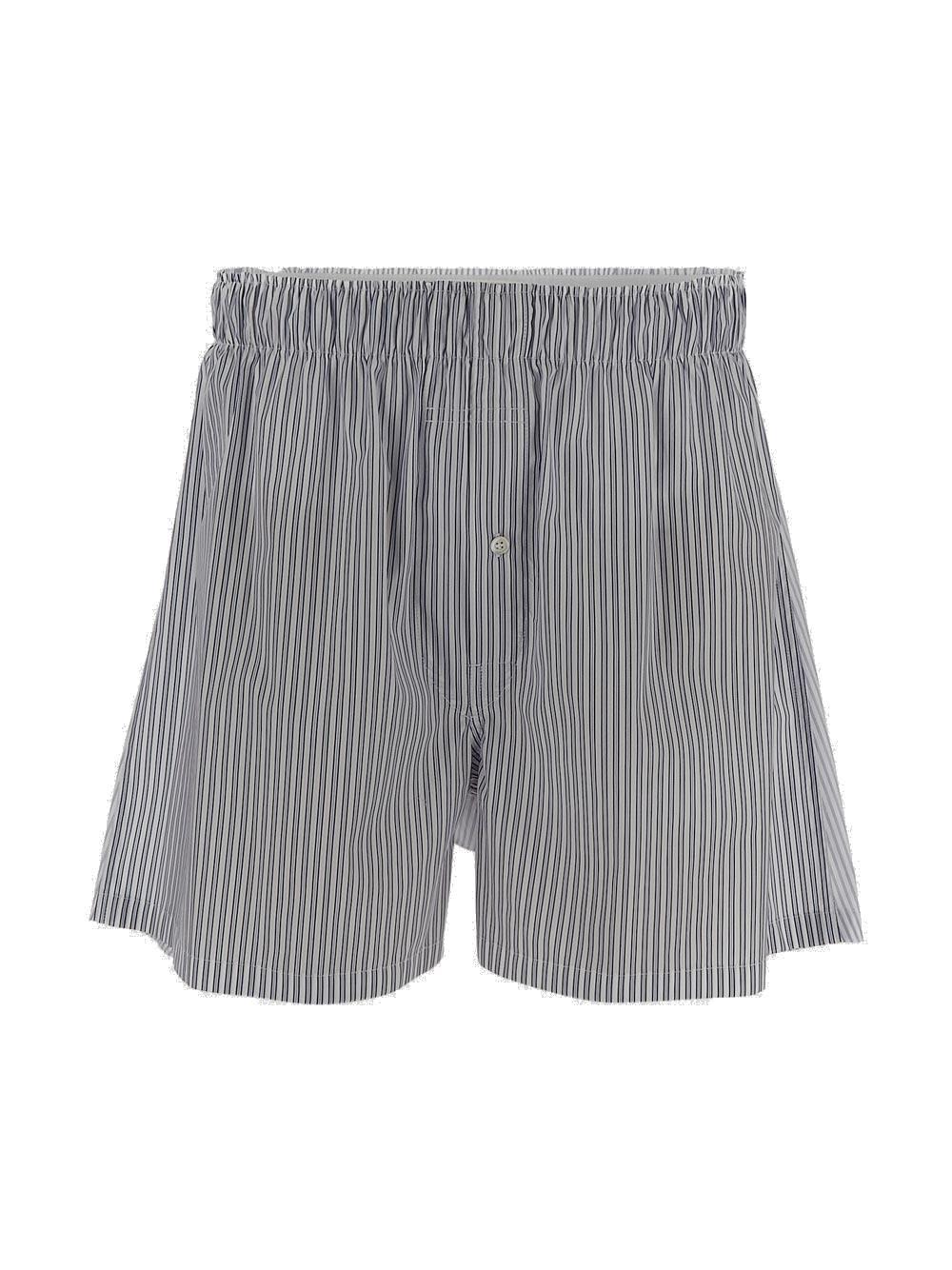 Shop Maison Margiela Striped Shorts In Blu