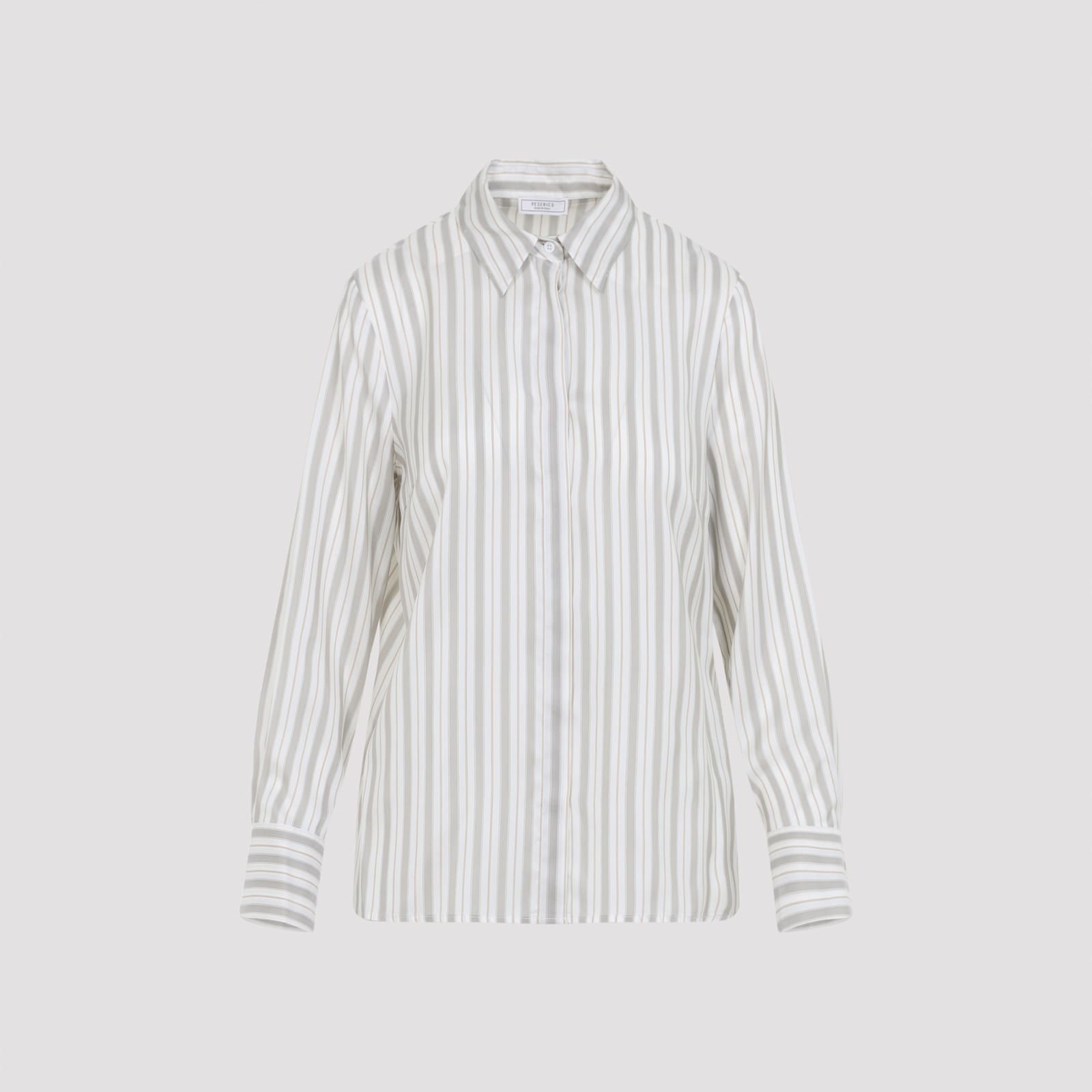 Peserico Striped Long Sleeve Shirt With Cuffed Sleeves In Multi