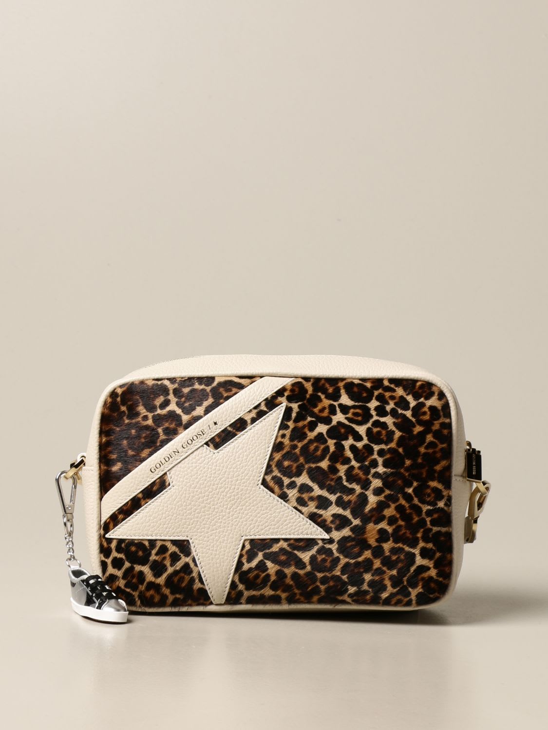 Golden Goose Crossbody Bags Star Golden Goose Bag In Hammered Leather And Animalier Pony