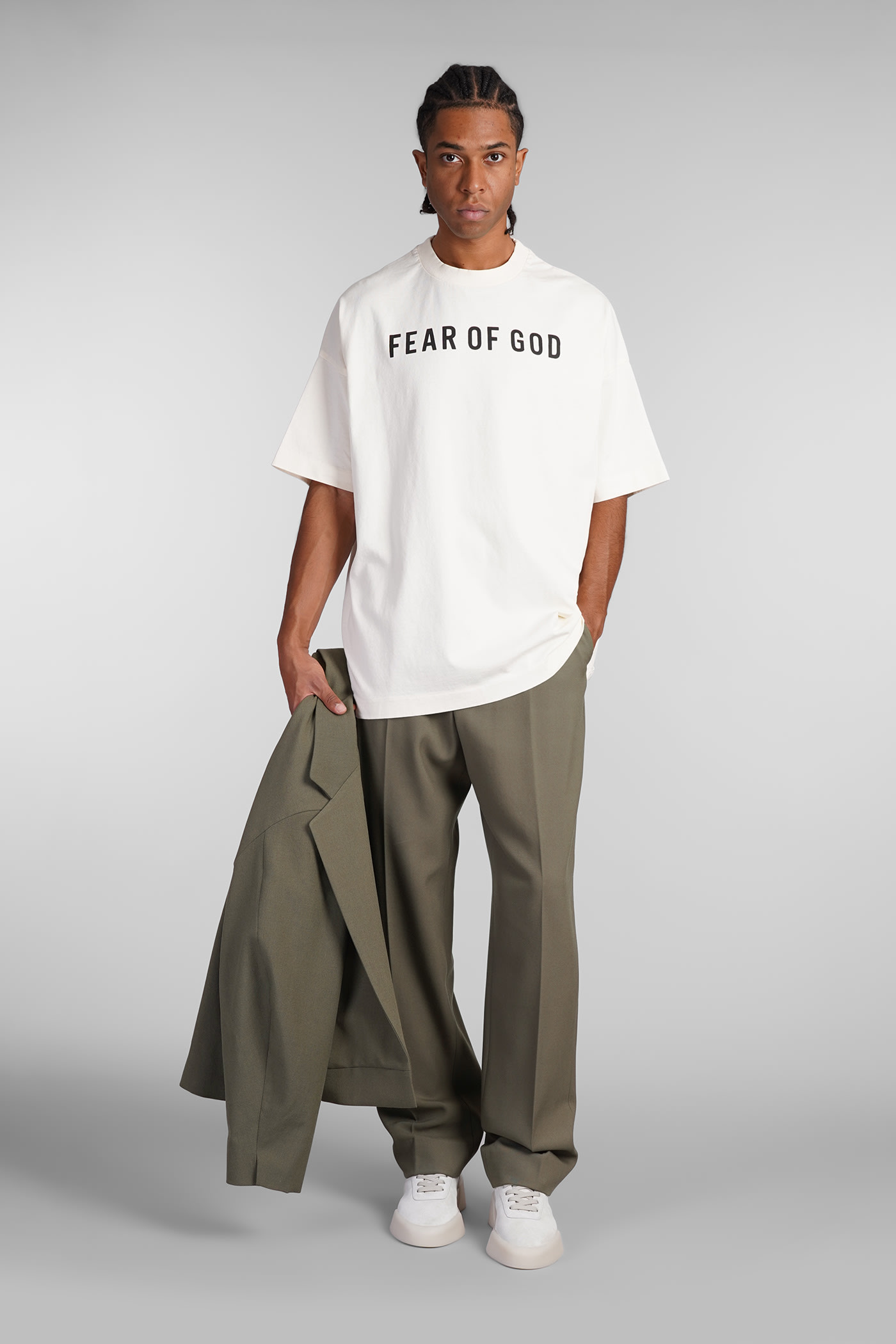 FEAR OF GOD T-SHIRT IN BEIGE COTTON 