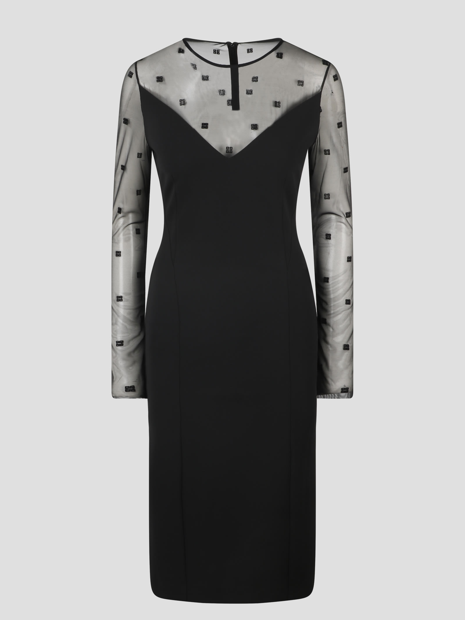 Givenchy Bi-material Dress With 4g Motif In Black