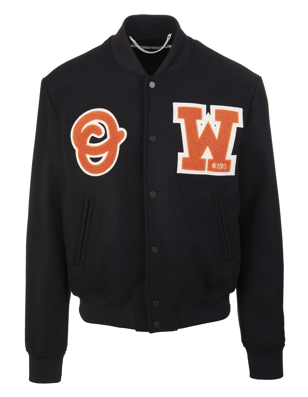 Off-White Man Black ow Patch College Jacket