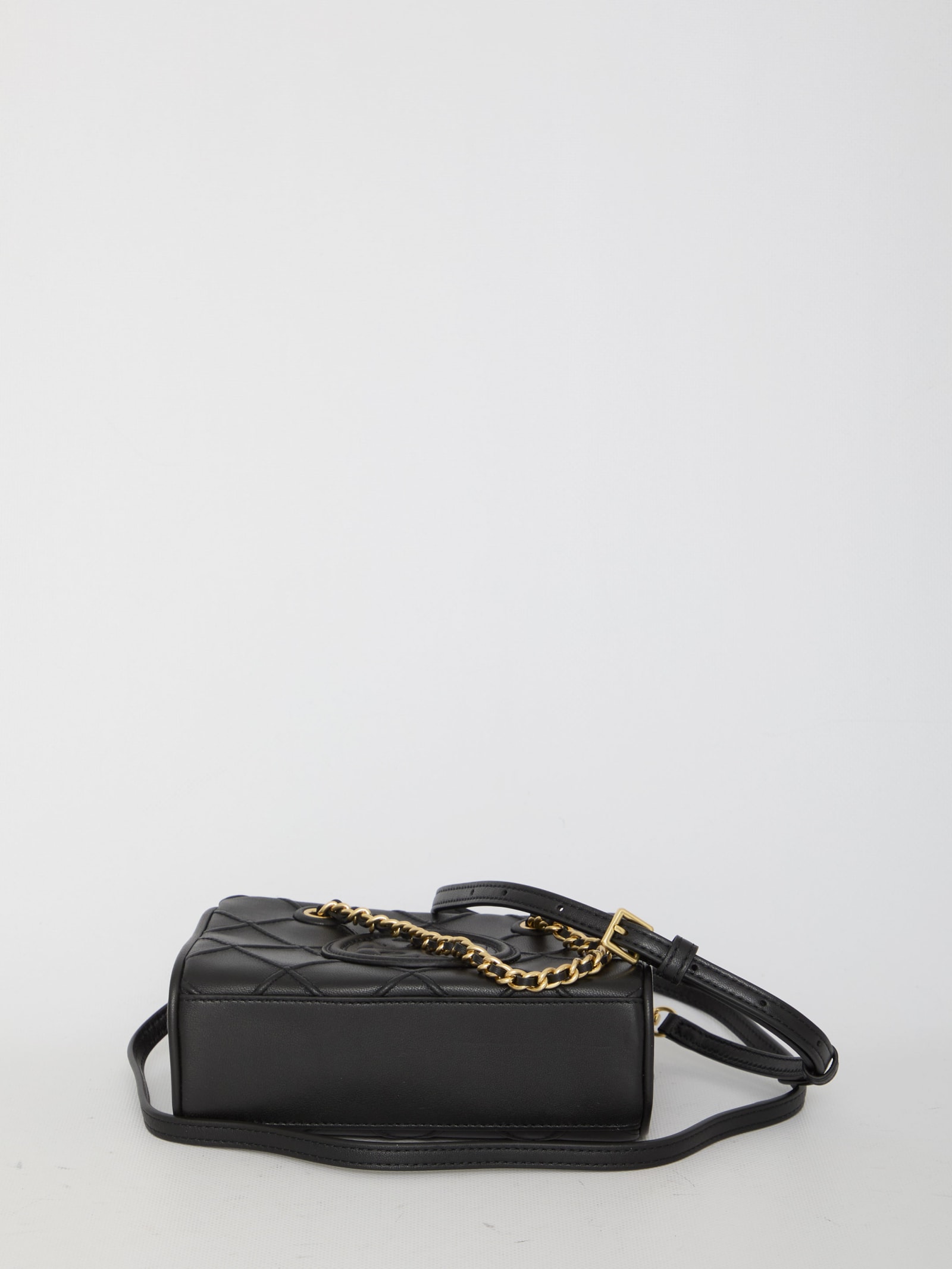 Shop Tory Burch Fleming Soft Mini Chain Tote Bag In Black
