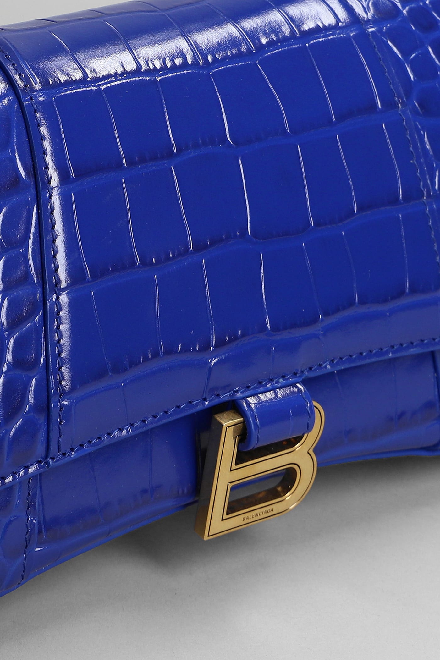 Shop Balenciaga Hourglass Shoulder Bag In Blue Leather