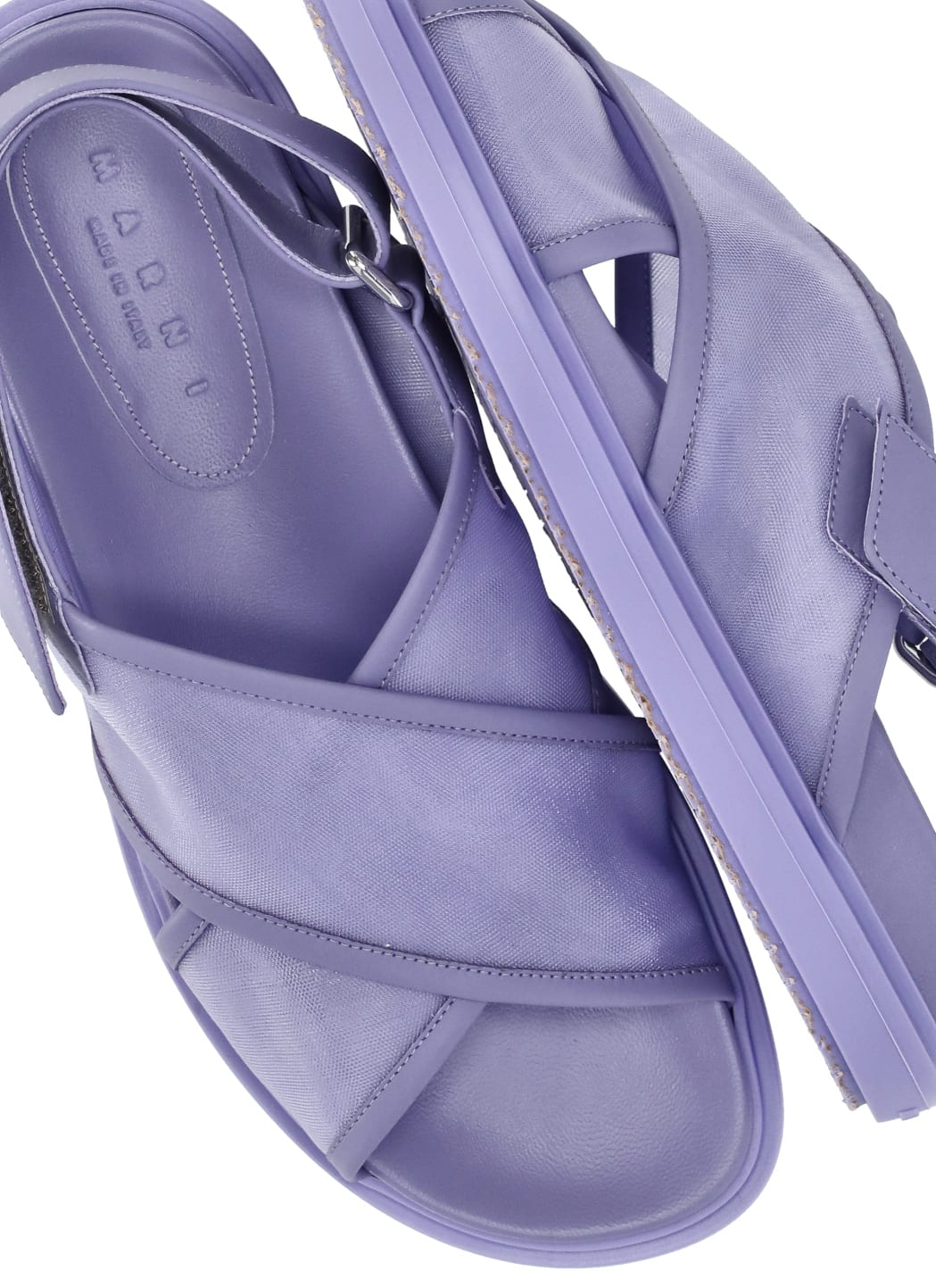 Shop Marni Logoed Sandals In Purple