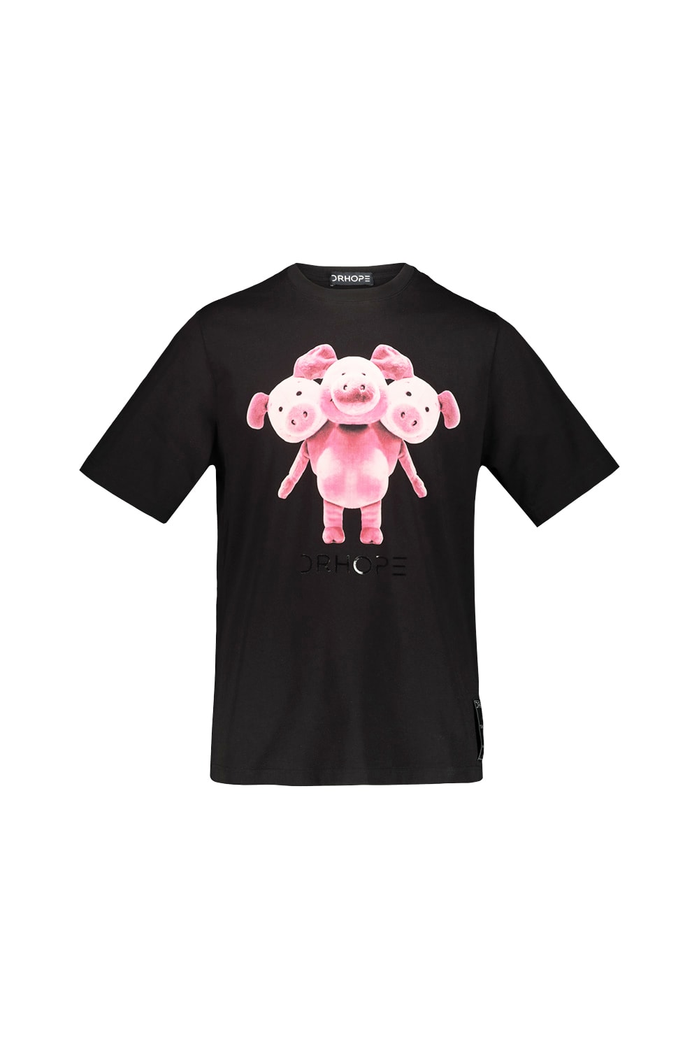 Drhope Black T-shirt With Pig Print
