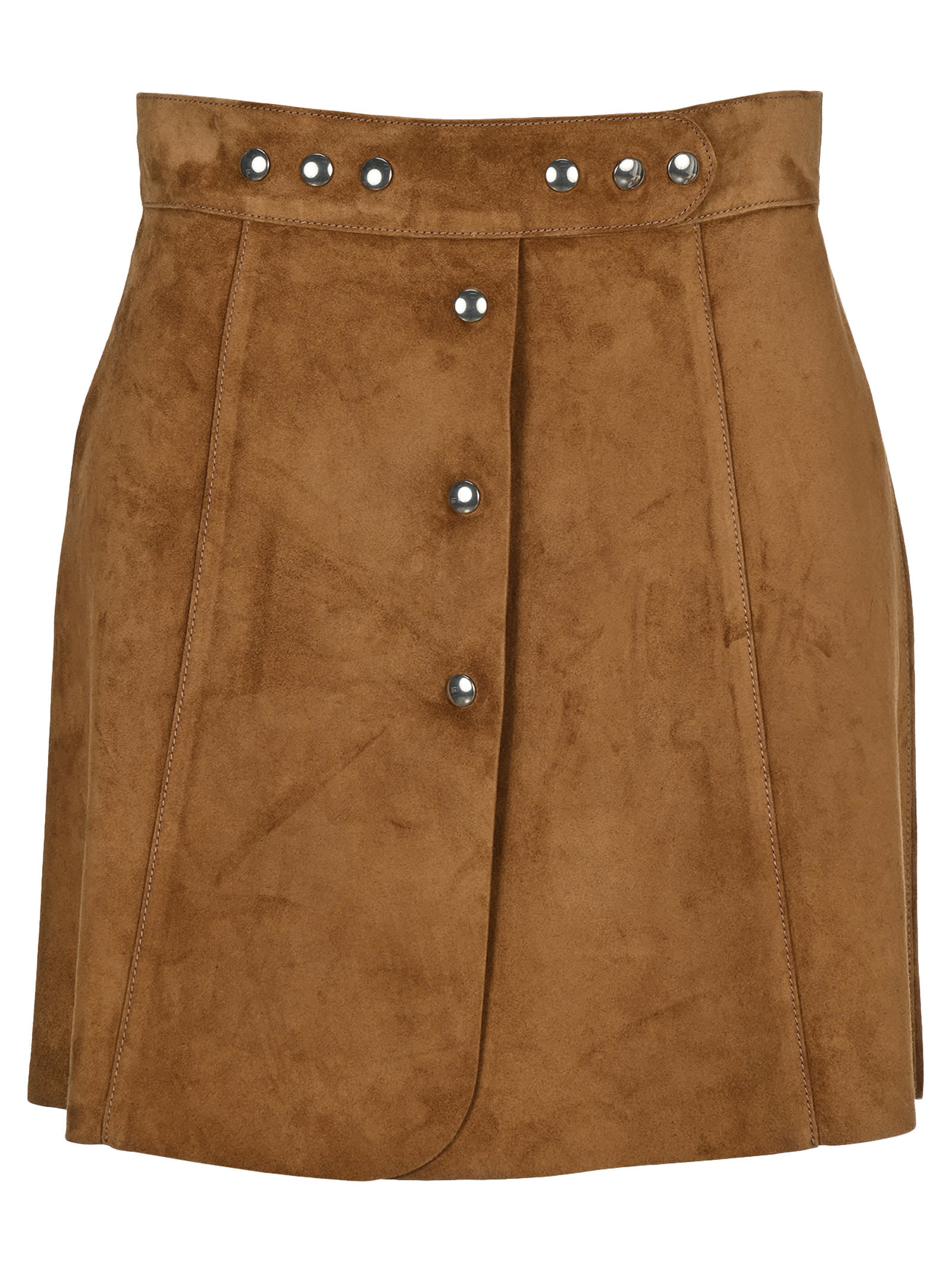 short brown suede skirt