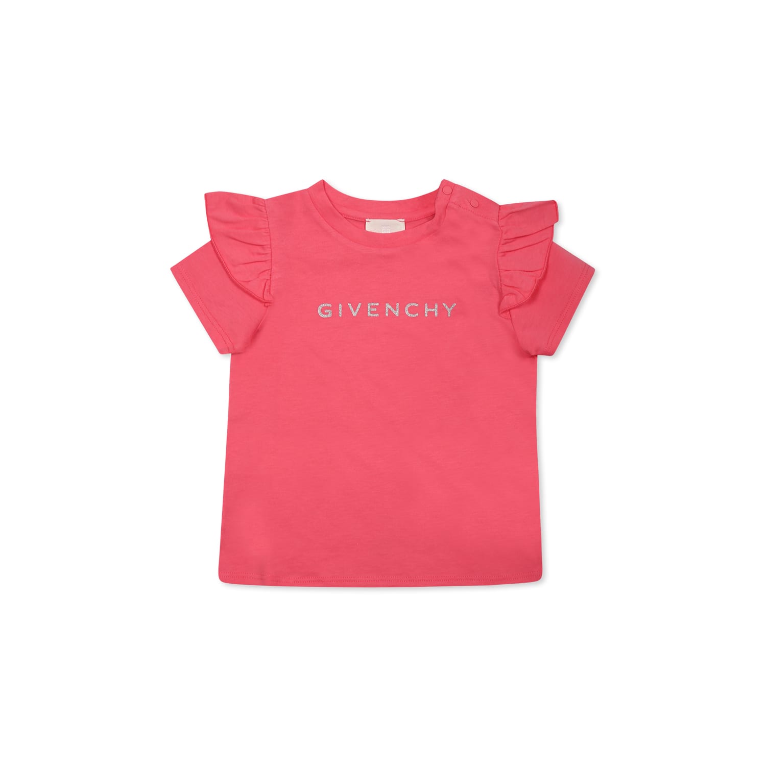 Givenchy Fuchsia T-shirt For Baby Girl With Logo In Pink