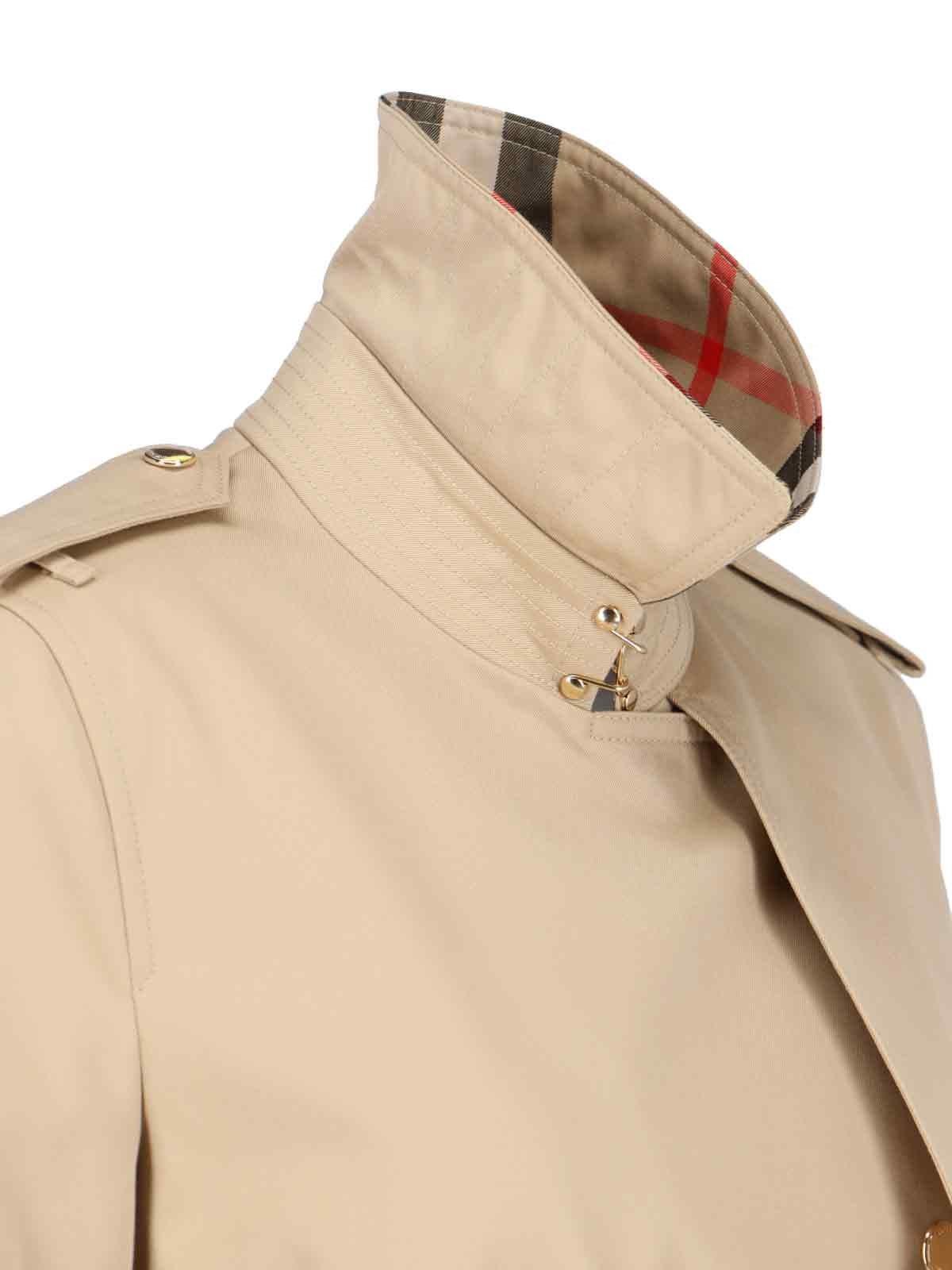 Shop Burberry Check Details Trench Coat In Beige