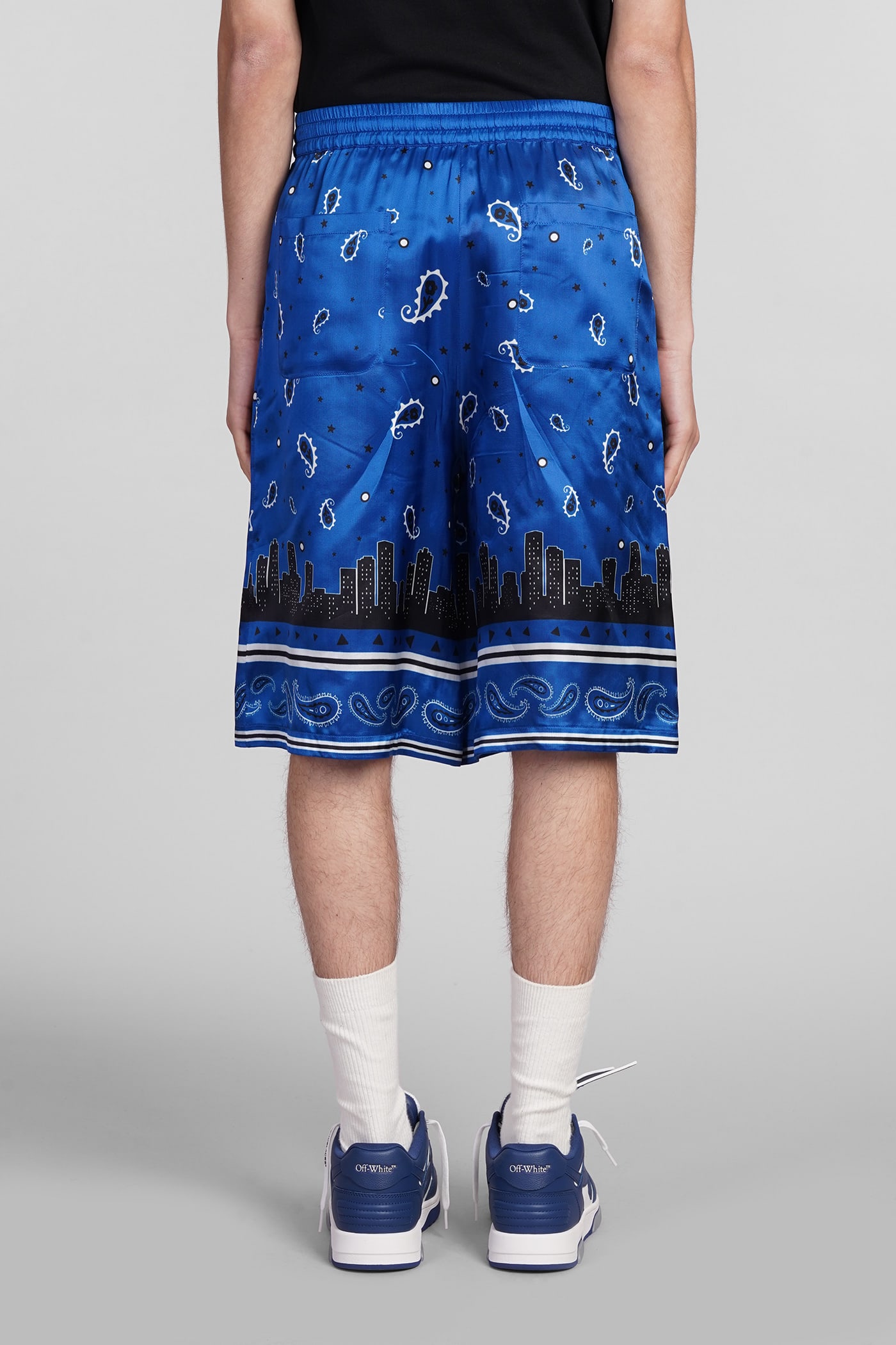 Shop Off-white Shorts In Blue Viscose