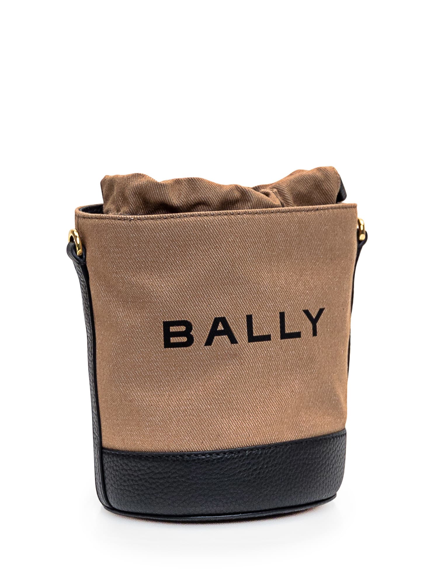 Shop Bally Mini Bucket Bag In Sand/black+oro