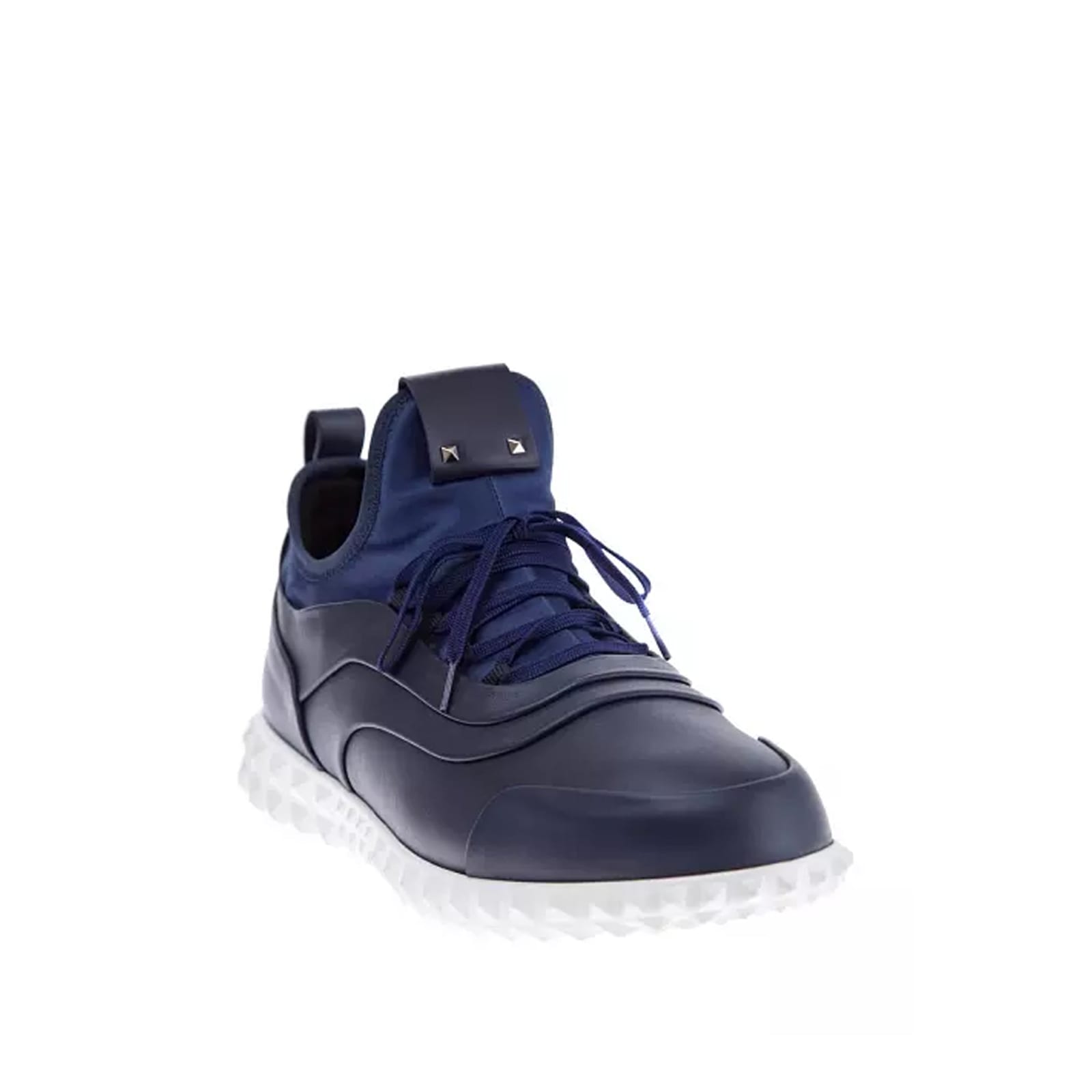 Shop Valentino Garavani Leather Sneakers In Blue