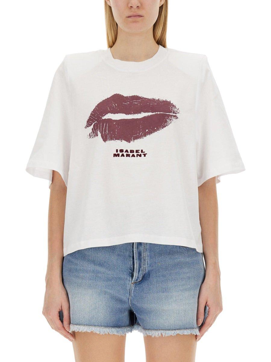 Isabel Marant Lip-printed Crewneck T-shirt In White