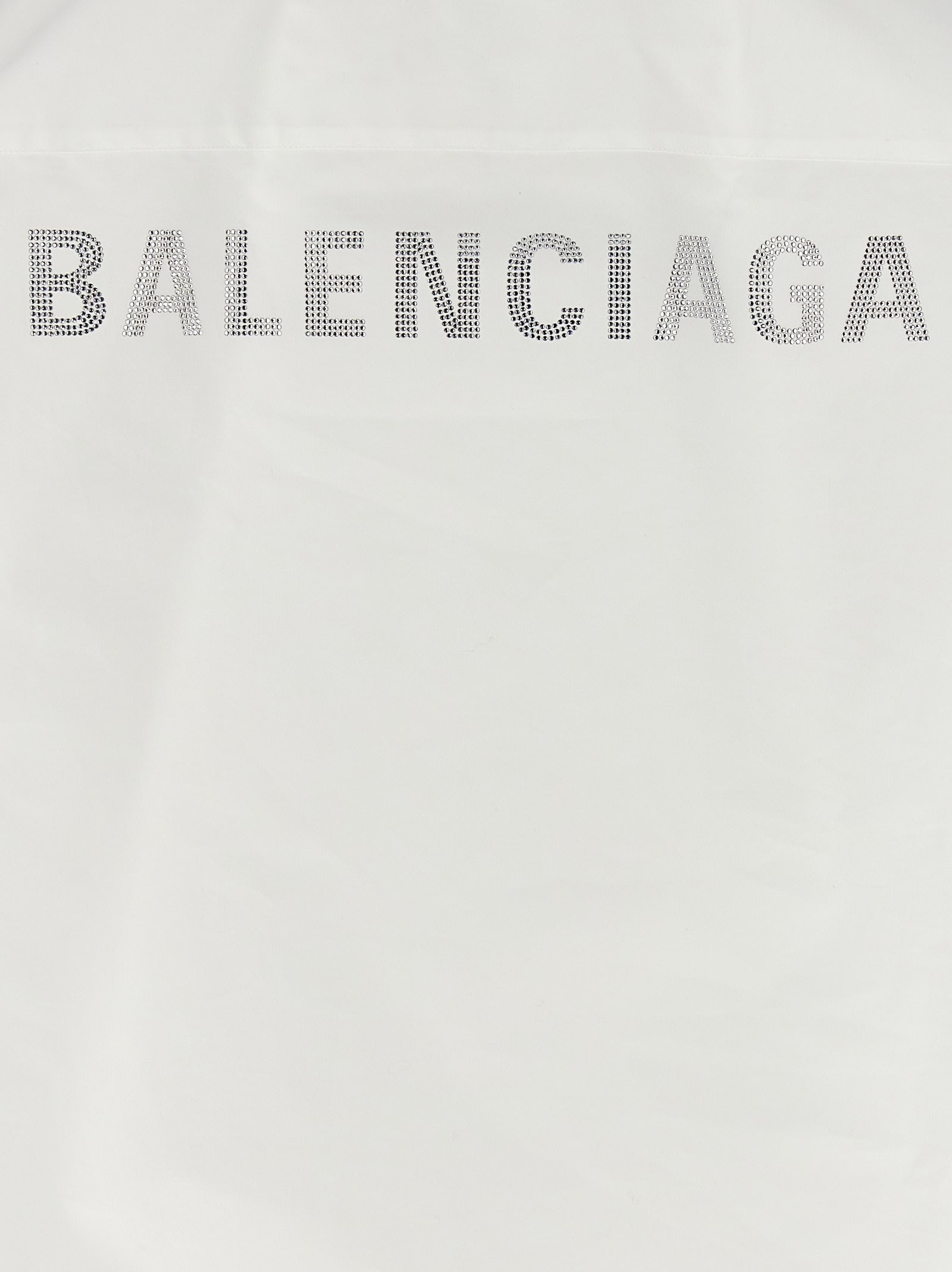 Shop Balenciaga Rhinestone Logo Shirt In White