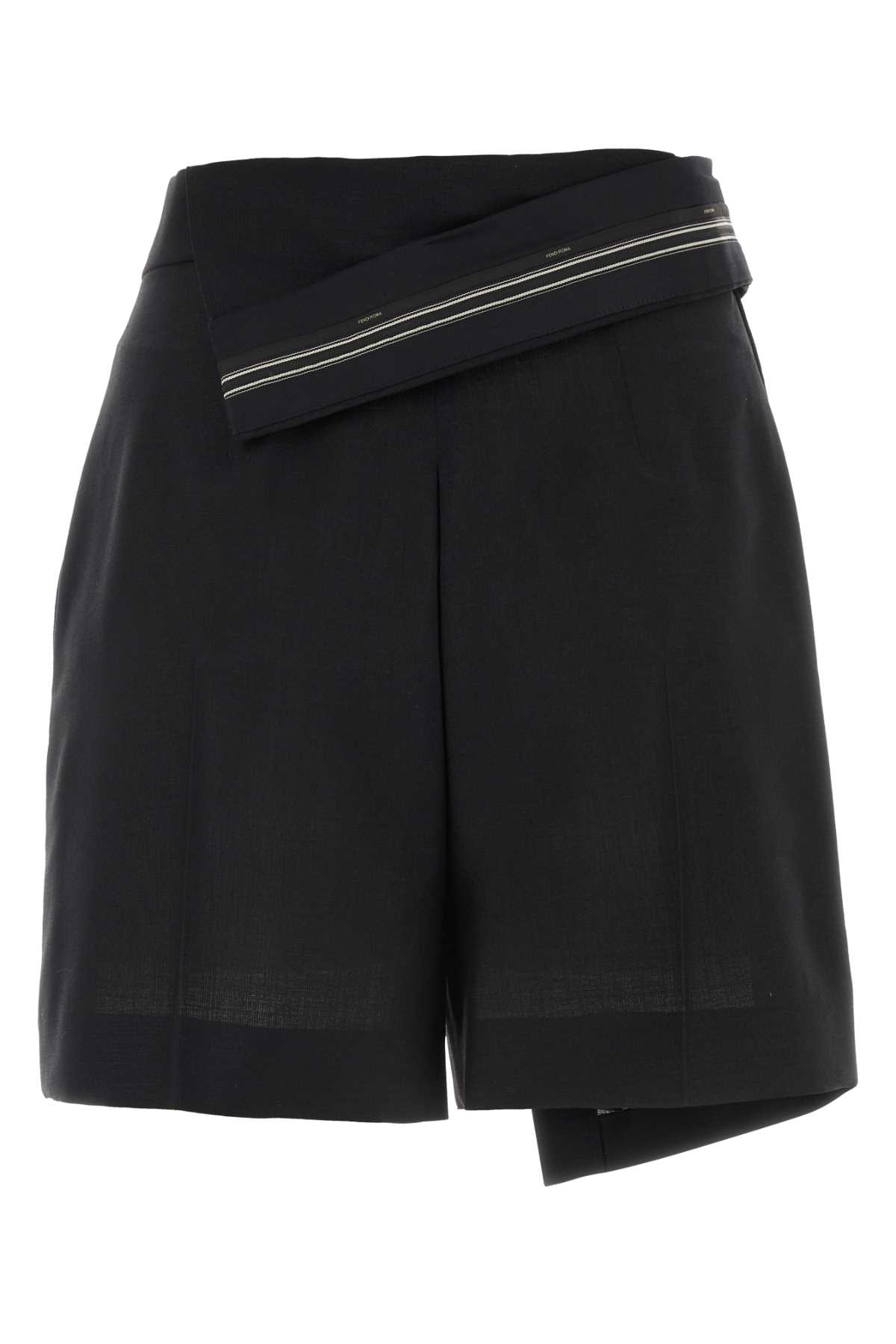 Shop Fendi Black Mohair Blend Shorts