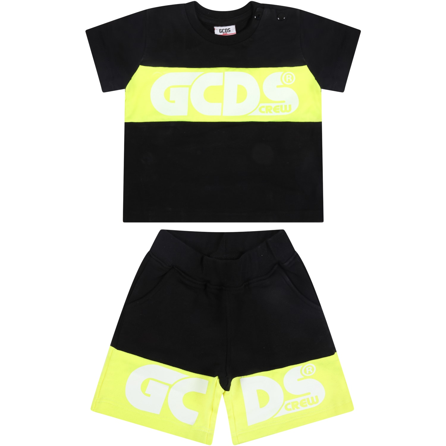 GCDS Mini Black Suit For Babykids With Logo