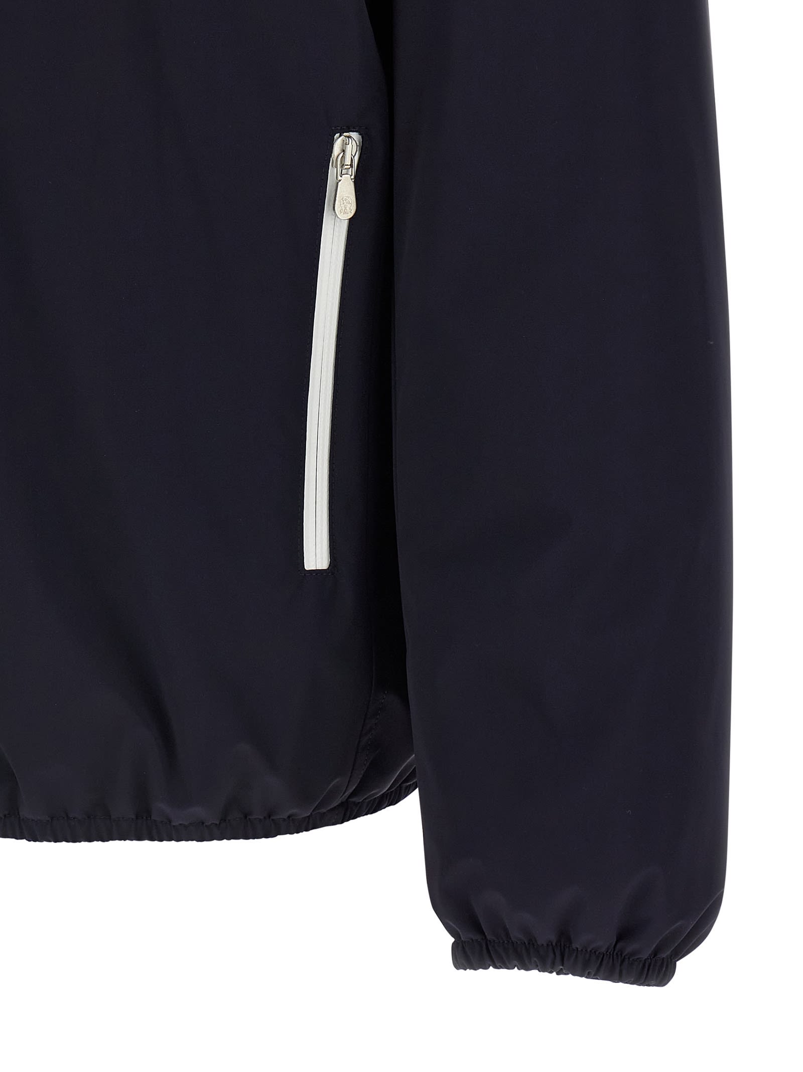Brunello Cucinelli Waterproof Hooded Jacket In Blue